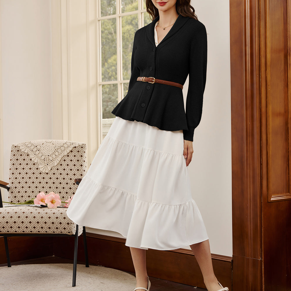 belle poque Vintage Cardigan Sweater Shawl Lapel Button Down Sweater Outwear Coat