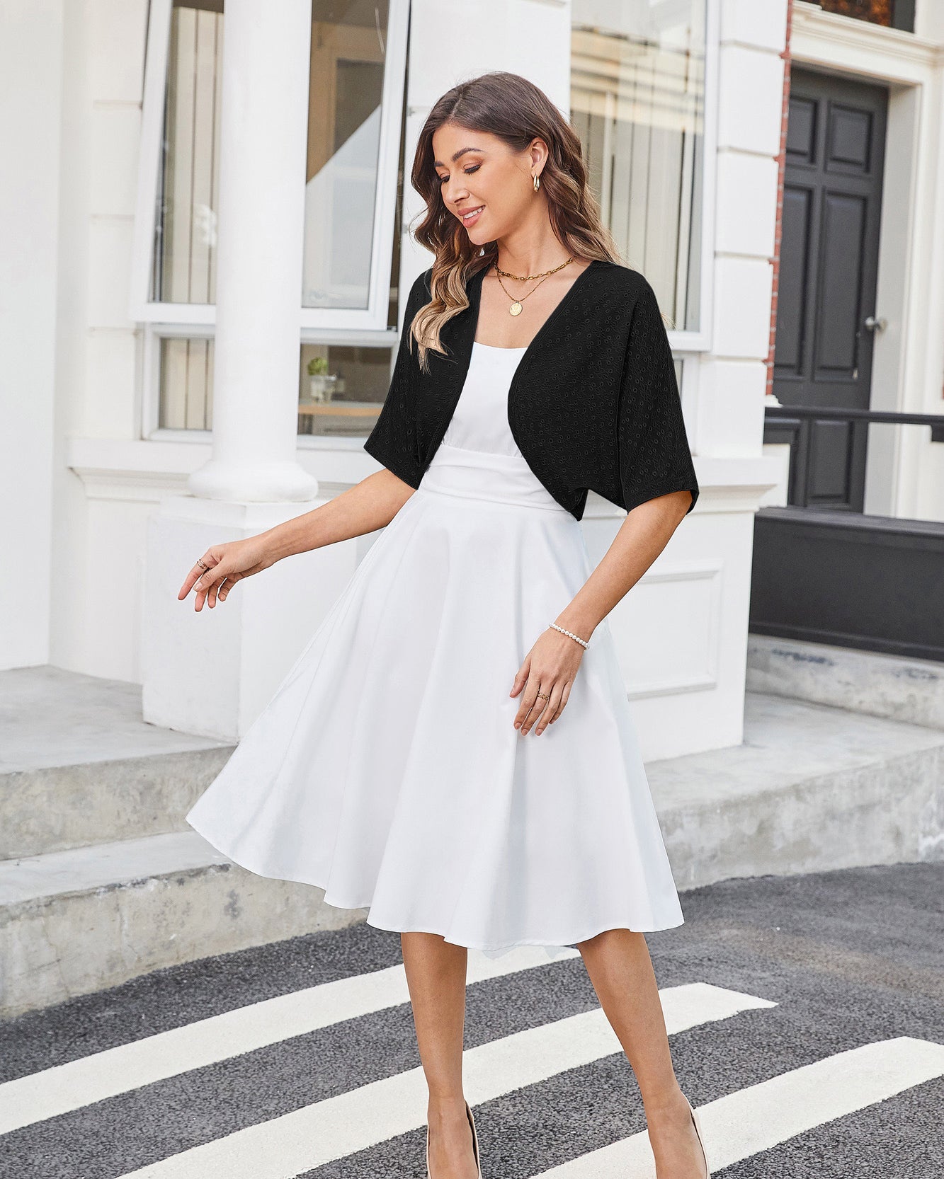 belle poque Vintage Open Front Bolero Shrug Batwing Short Sleeve