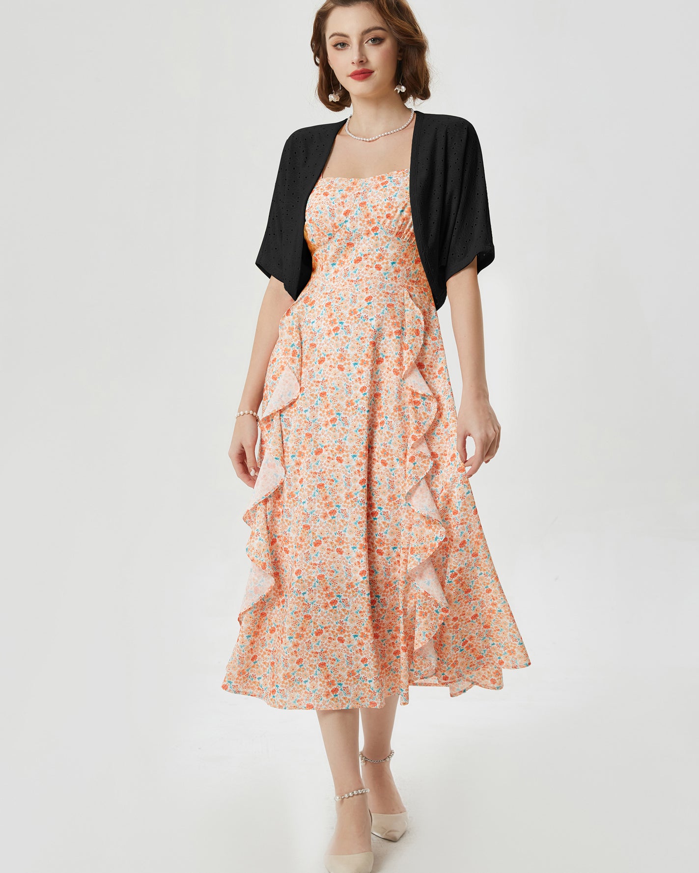 belle poque Vintage Open Front Bolero Shrug Batwing Short Sleeve