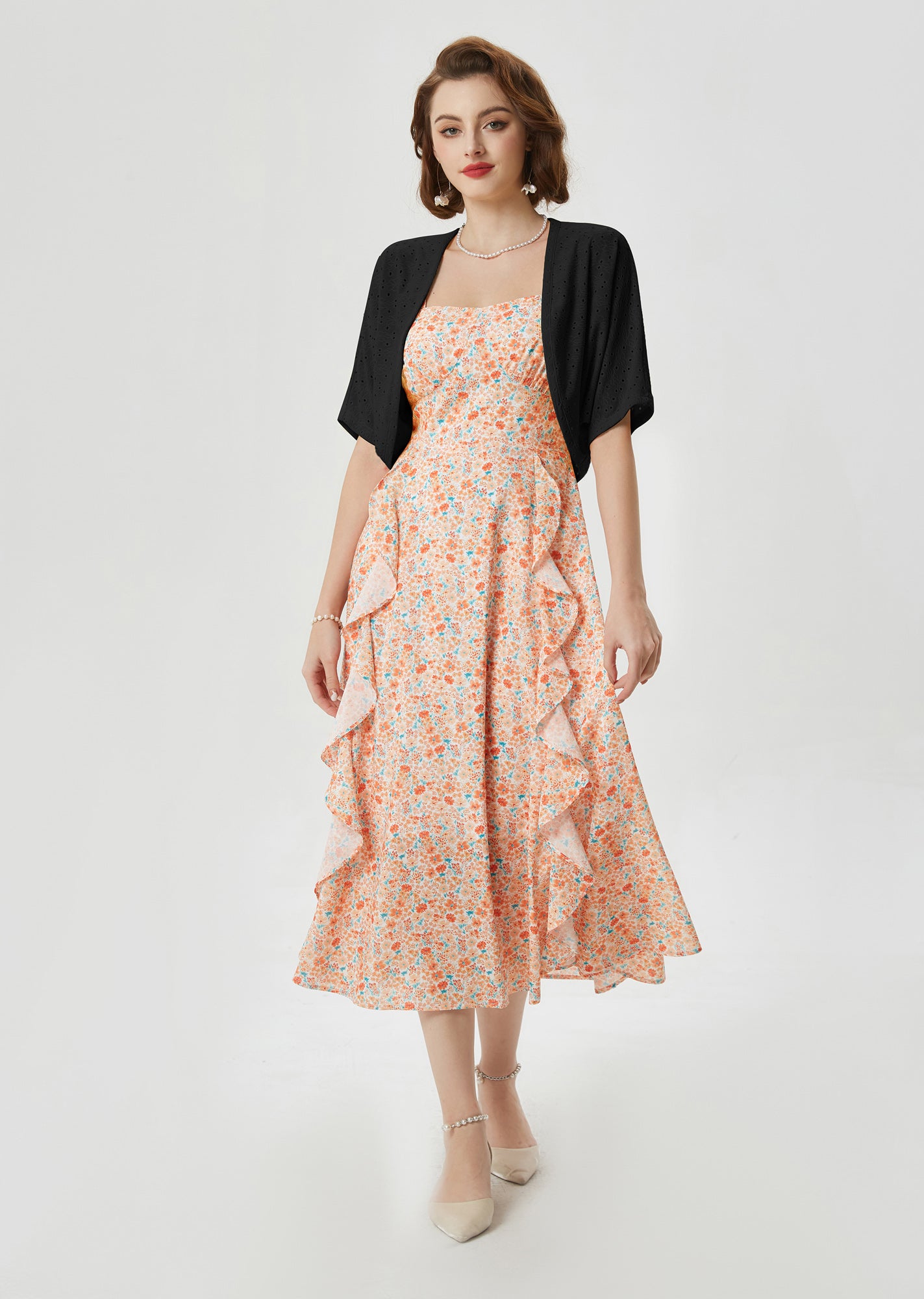 belle poque Vintage Open Front Bolero Shrug Batwing Short Sleeve