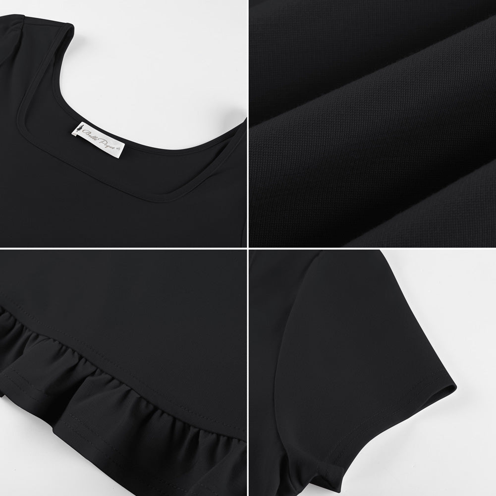 belle poque 2026 Spring Summer Ruffles Cute Tops for Women Short Sleeve Crop Tops