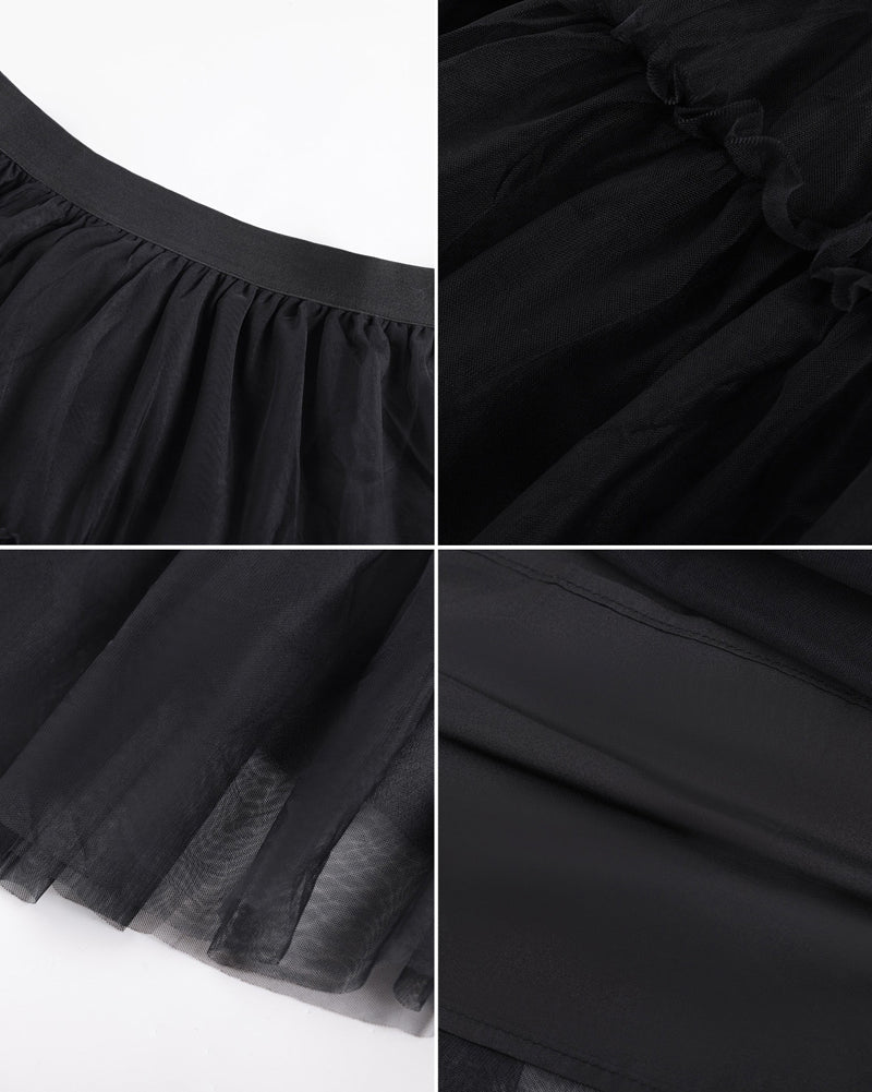 belle poque 1960s Vintage Tulle Skirts for Women A-line Flowy Ruffle Skirt for Date Party