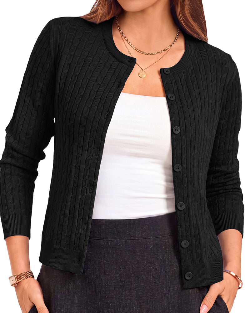 belle poque Belle Poque Women Fall Cardigan Sweater Button Up Cropped Cardigan Lightweight Crew Neck Sweater 2026
