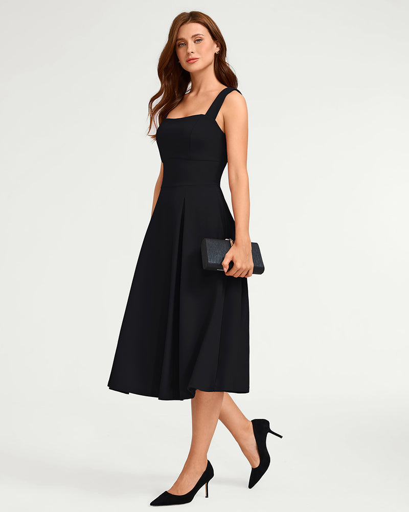 belle poque Women's Midi Dress Semi Formal Elegant Dress for Cocktail Party with Pockets
