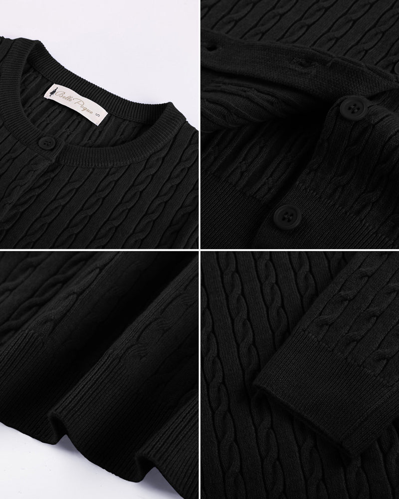 belle poque Belle Poque Women Fall Cardigan Sweater Button Up Cropped Cardigan Lightweight Crew Neck Sweater 2026