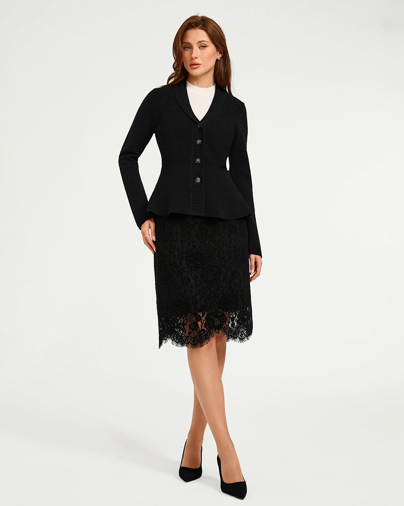 belle poque Peplum Hem Cardigan Women Vintage Button Down Sweater