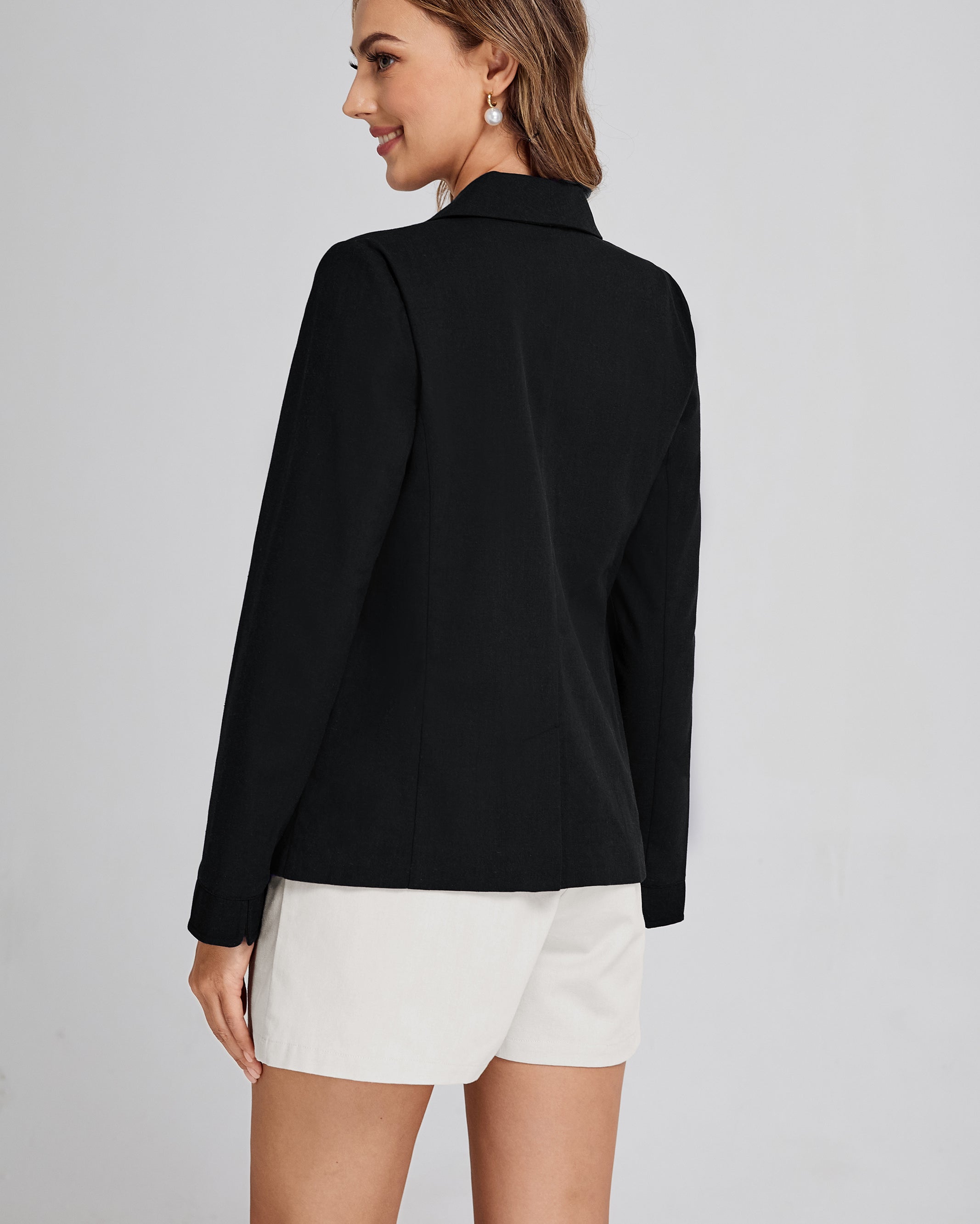 belle poque BP Women Vintage Shawl Lapel Blazer Coat OL One-Button Back Slit Suit Coat