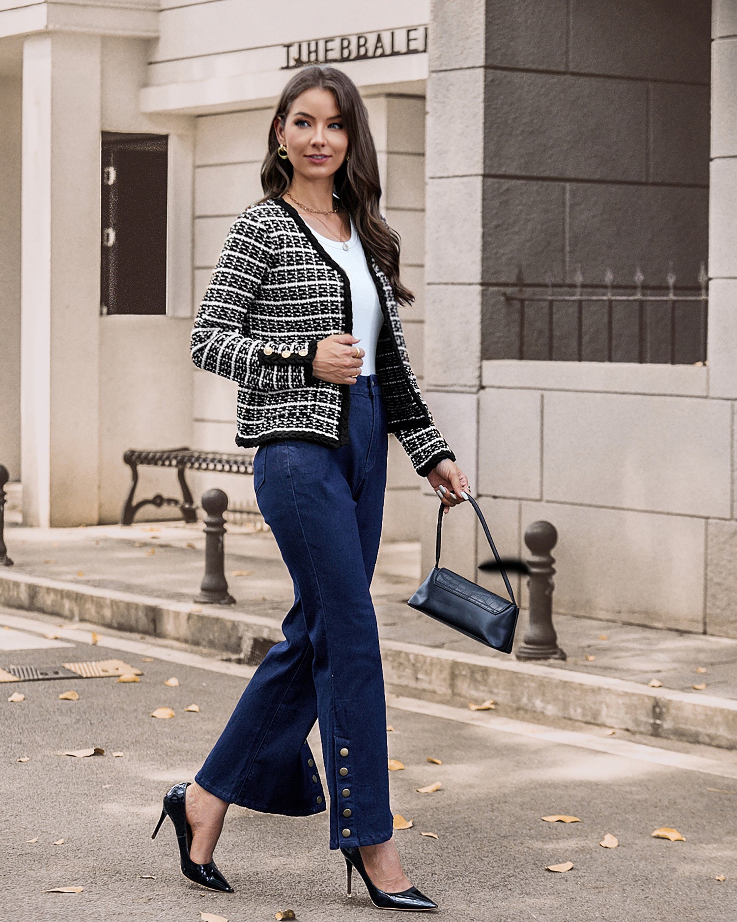 belle poque Contrast Color Cardigan Long Sleeve V-Neck Cable Knitted Sweater
