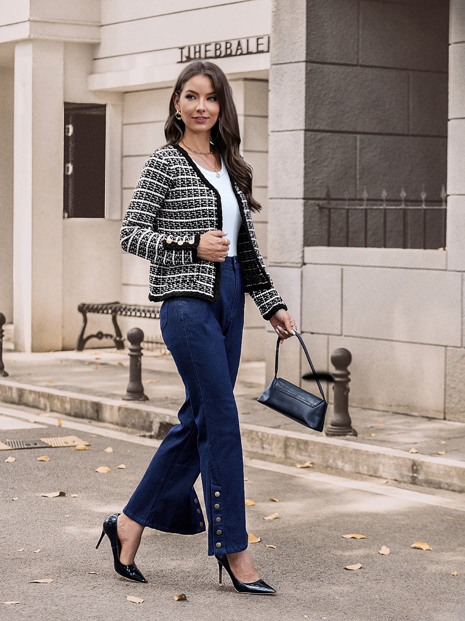 belle poque Contrast Color Cardigan Long Sleeve V-Neck Cable Knitted Sweater