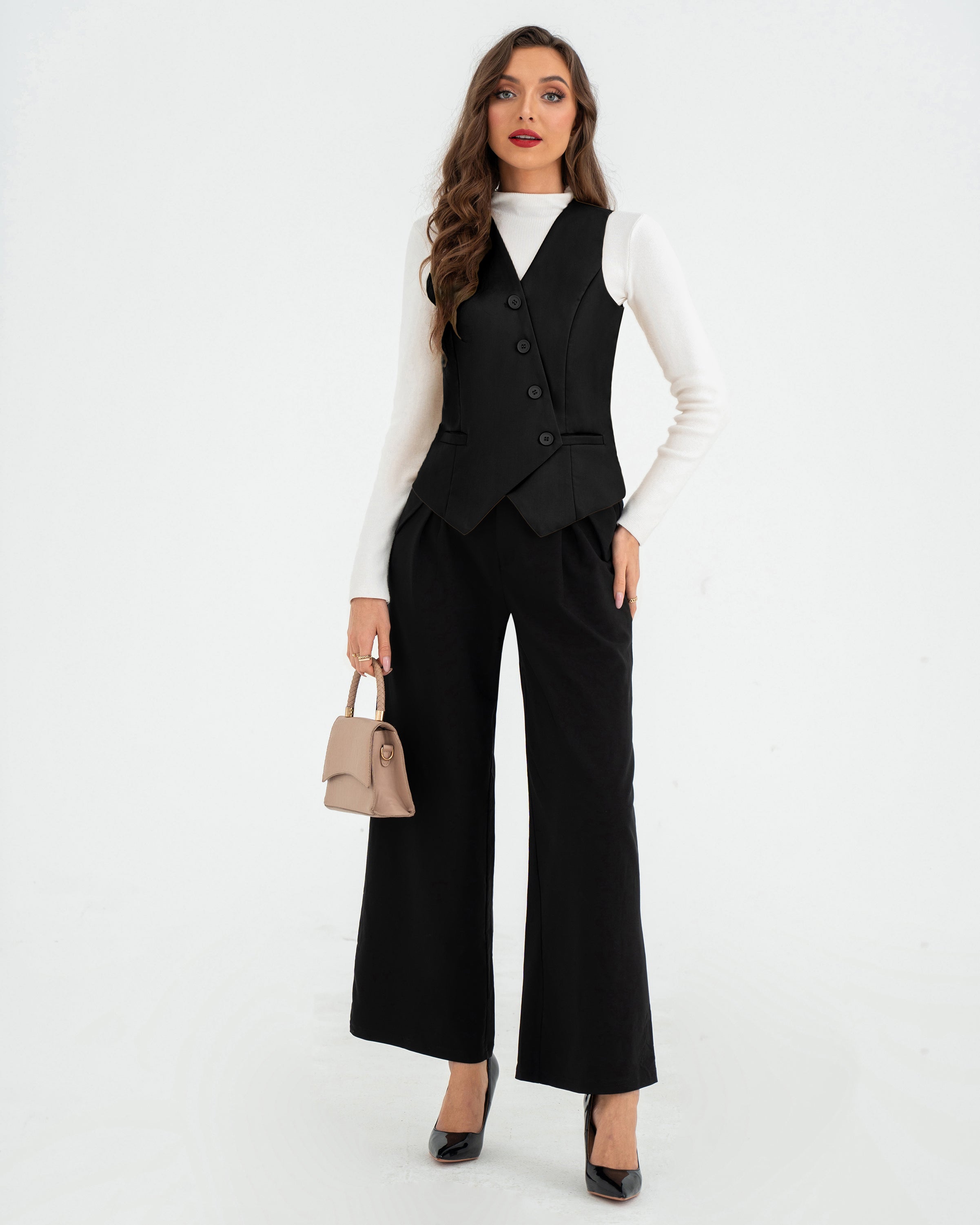 belle poque Vintage Oblique Placket Vest Coat V-Neck Handkerchief Hem Waistcoat