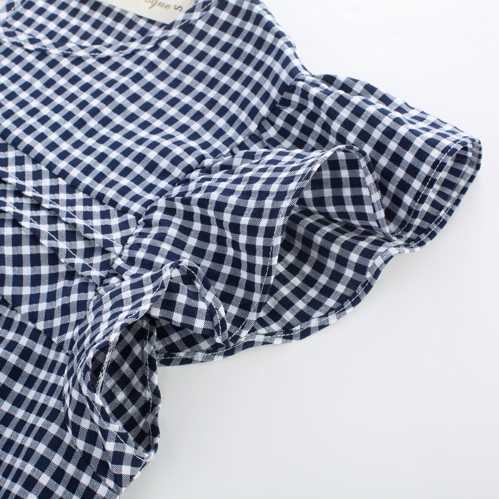 belle poque BP Women Vintage Plaided Tops Flutter Sleeve Crew Neck Keyhole Back Tops