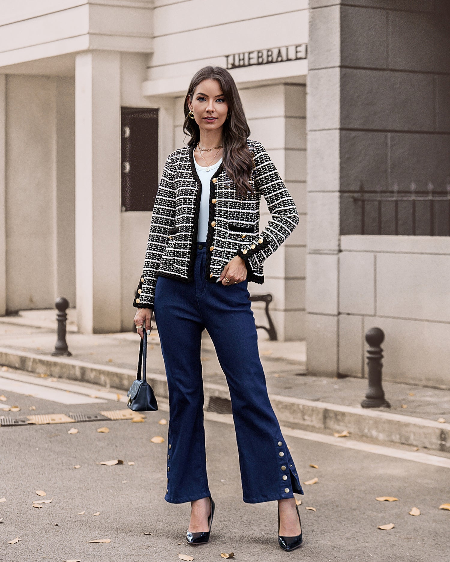 belle poque Contrast Color Cardigan Long Sleeve V-Neck Cable Knitted Sweater