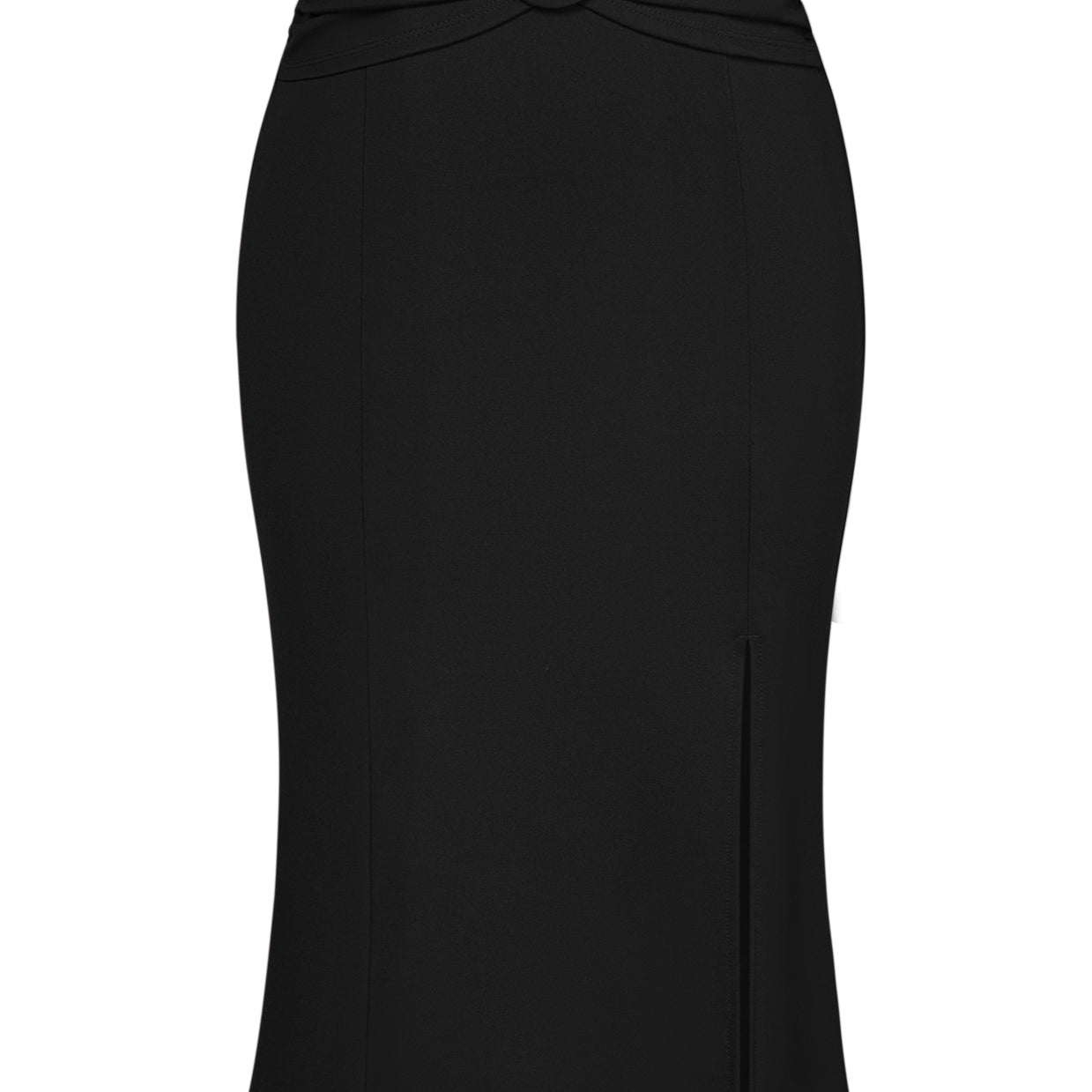 belle poque BP Women Vintage Front Slit Skirt Elastic Waist Mermaid Hem Bodycon Skirt Black