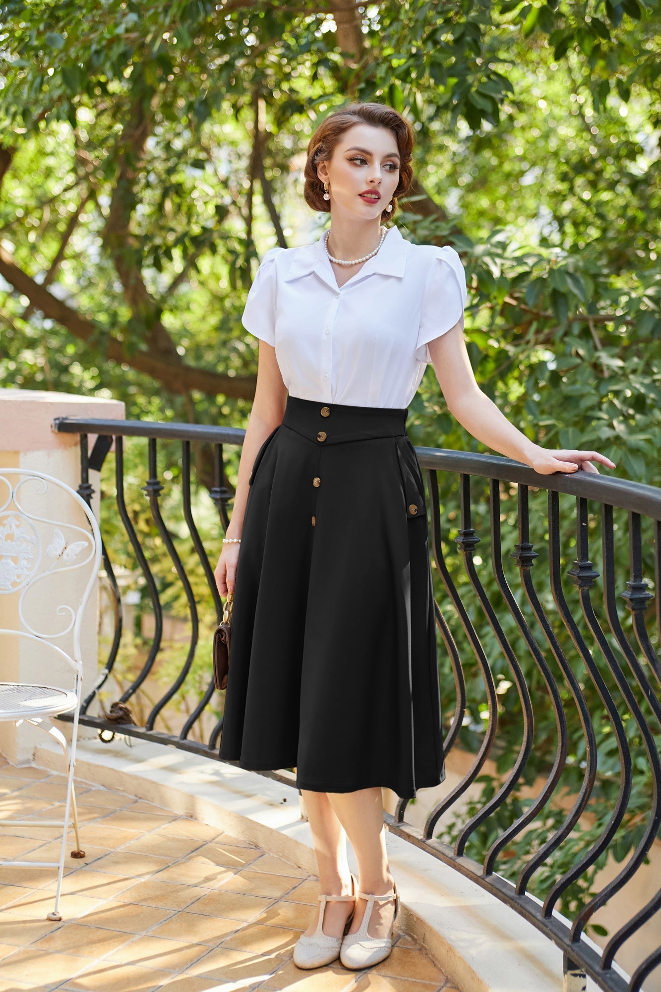 belle poque Vintage A-Line Skirt Midi Skirt Casual Skirt High Waisted Midi Party Skirt Basic A-Line Skirt