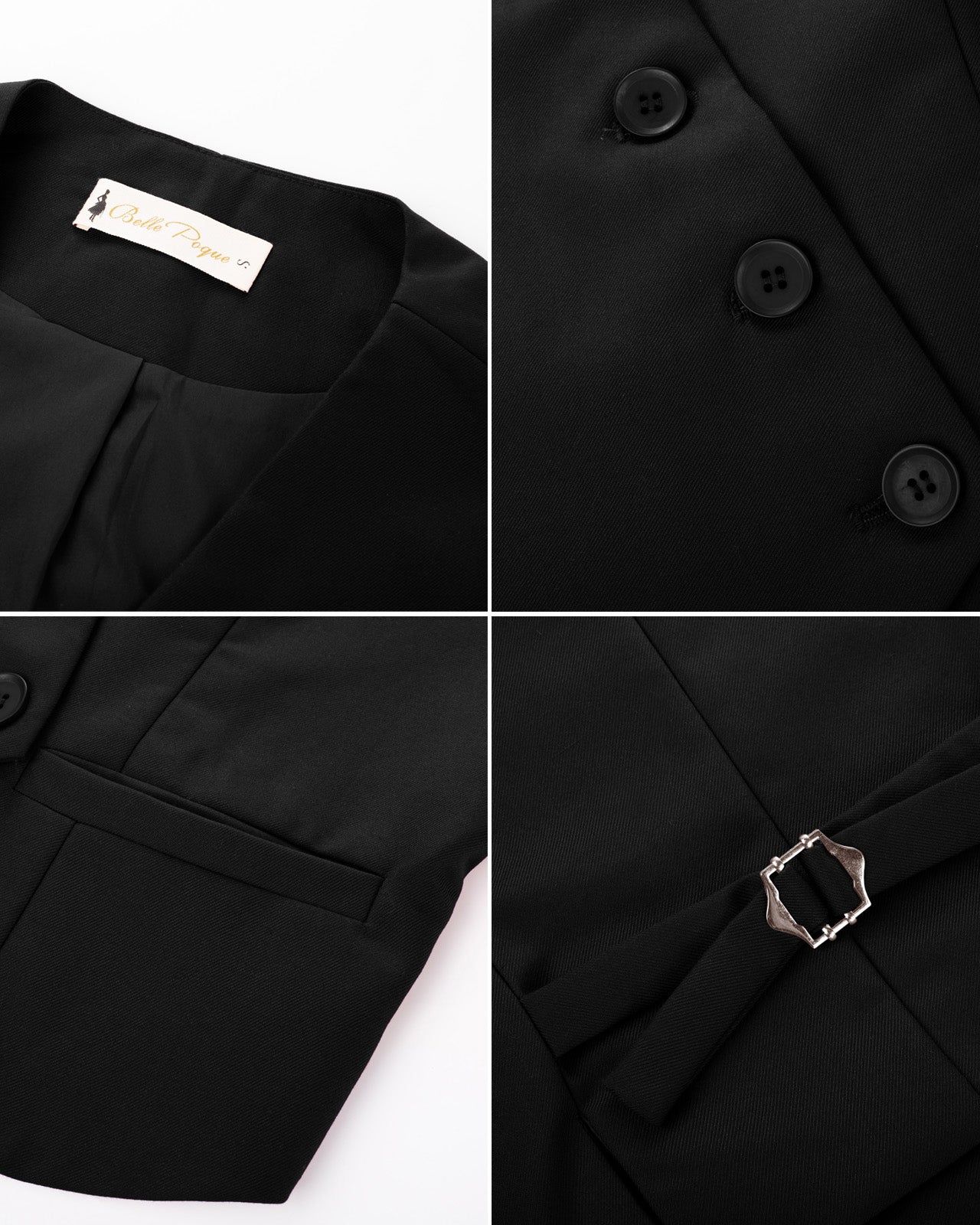 belle poque Vintage Oblique Placket Vest Coat V-Neck Handkerchief Hem Waistcoat