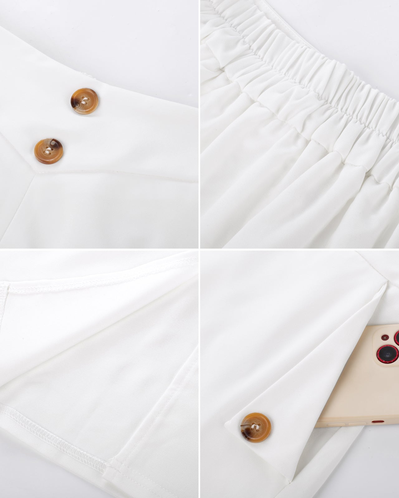 belle poque Vintage Front Slit Swing Skirt High Waist Buttons Decorated Skirt