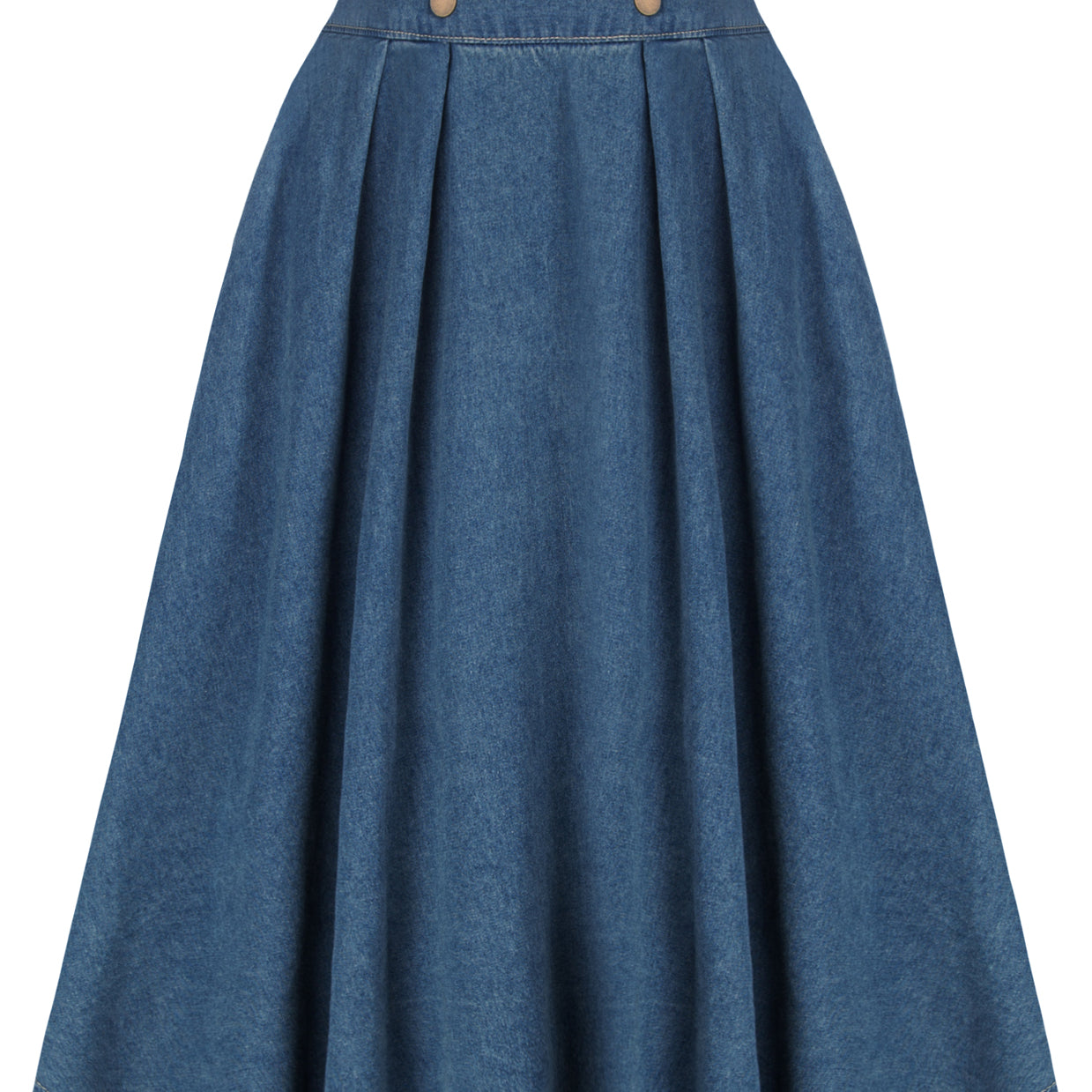 belle poque Swing Jean Skirt Elastic High Waist Buttons Decorated Skirt Dark Blue