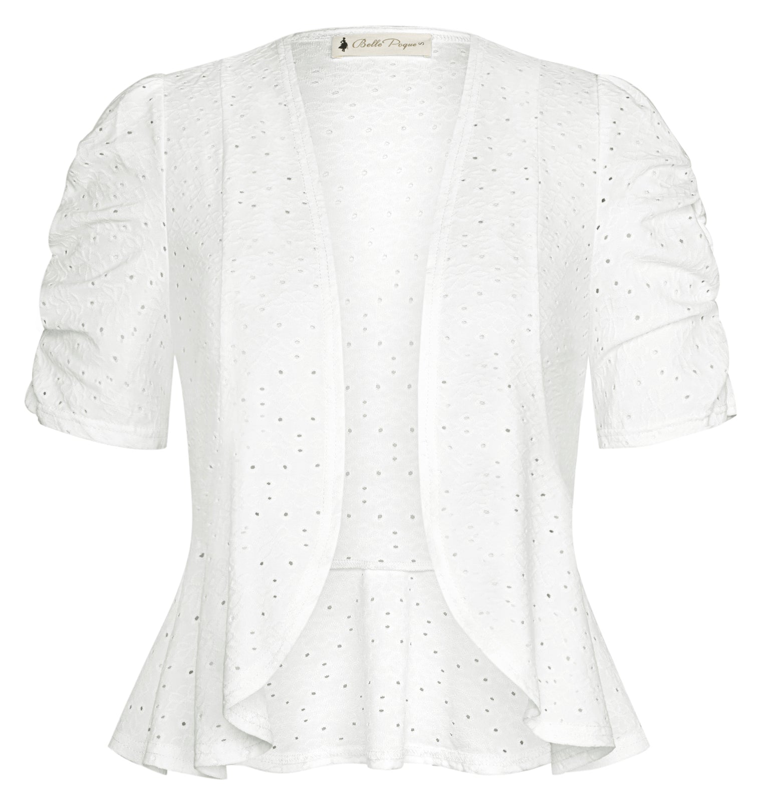belle poque Spring 2026 Women's Short Sleeve Bolero Shrug Lightweight Cardigan White