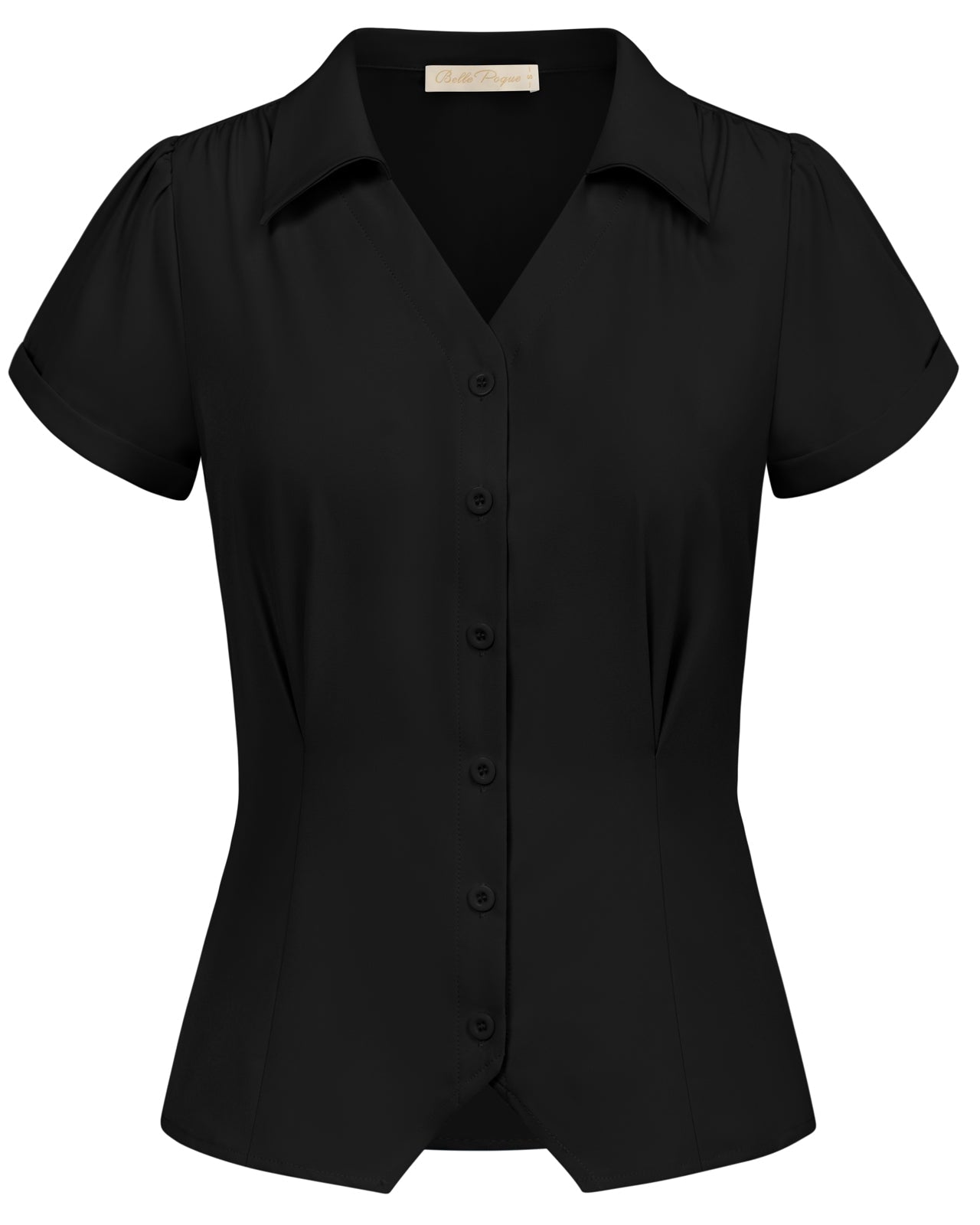 belle poque Short Sleeve Button Down Polka Dot Patterns Shirts Vintage Shirts Business Blouse Tops