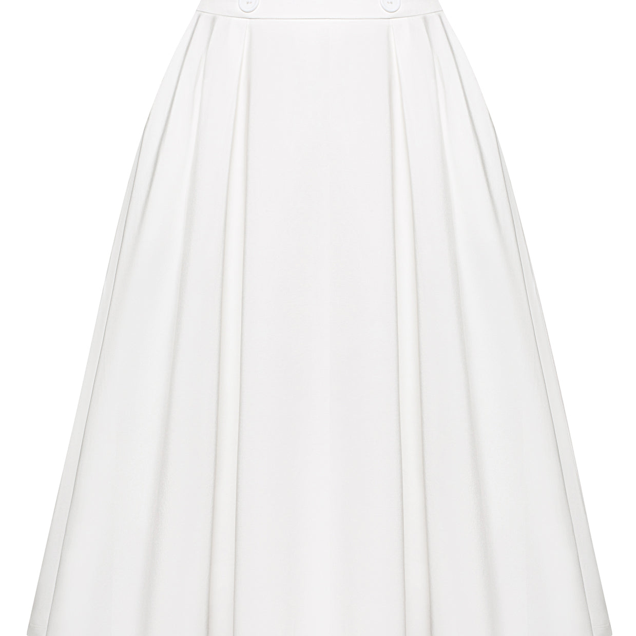 belle poque BP Women Vintage Swing Skirt Elastic Waist Button Decorated Flared A-Line Skirt White