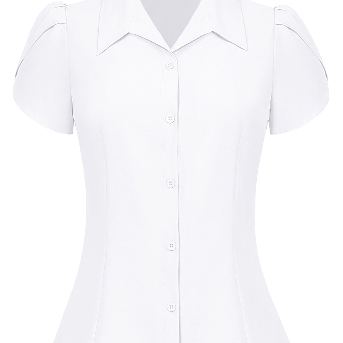 belle poque Business Casual Shirts Tops Summer Button Blouse for Women White