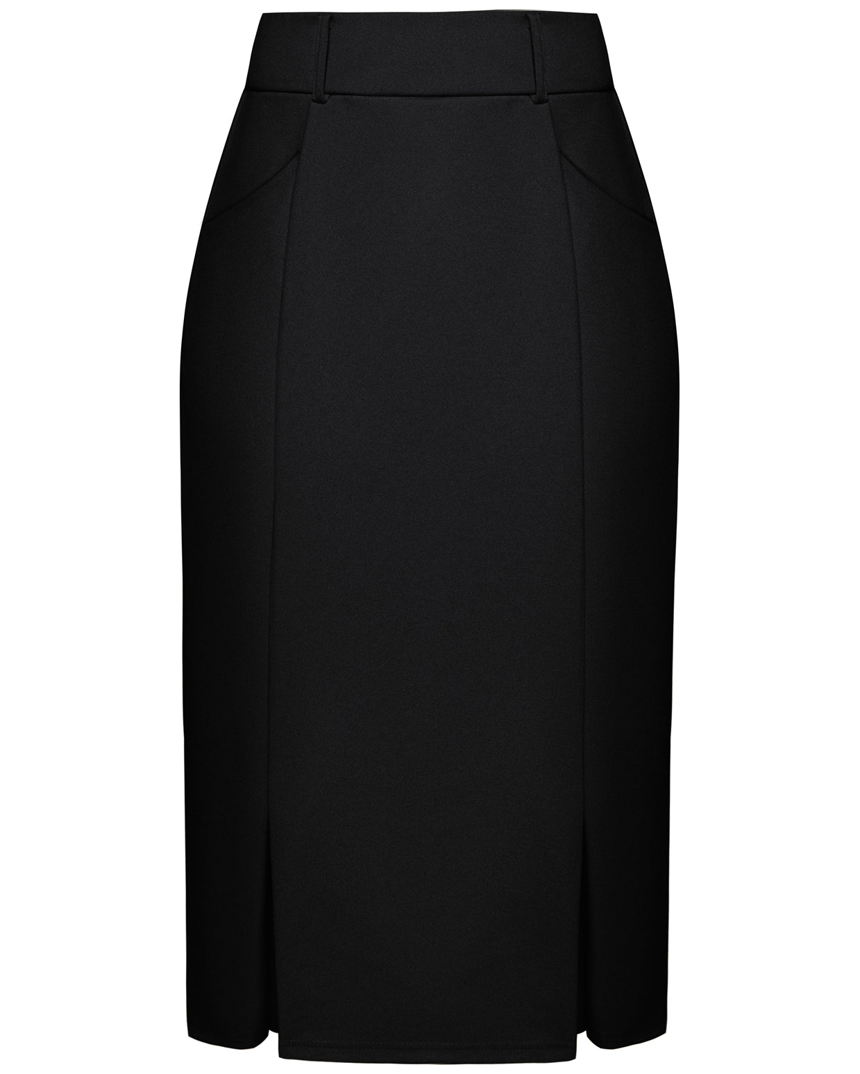 belle poque BP Women Vintage Bodycon Skirt Elastic Waist Below Knee Hips-Wrapped Skirt Black