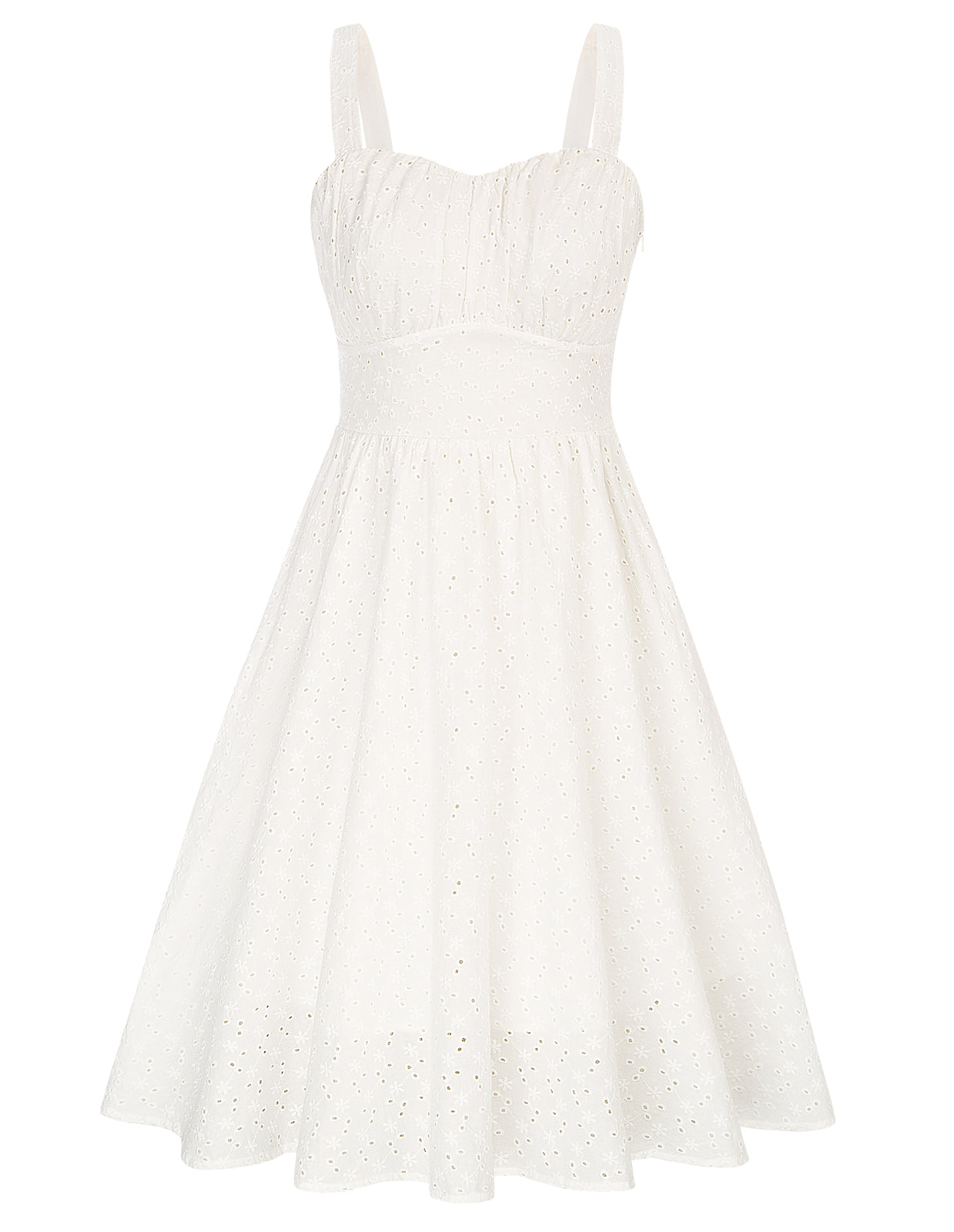 belle poque Fans Look of Two-Way Defined Waist Dress Ruched Bodice A-Line Dress White