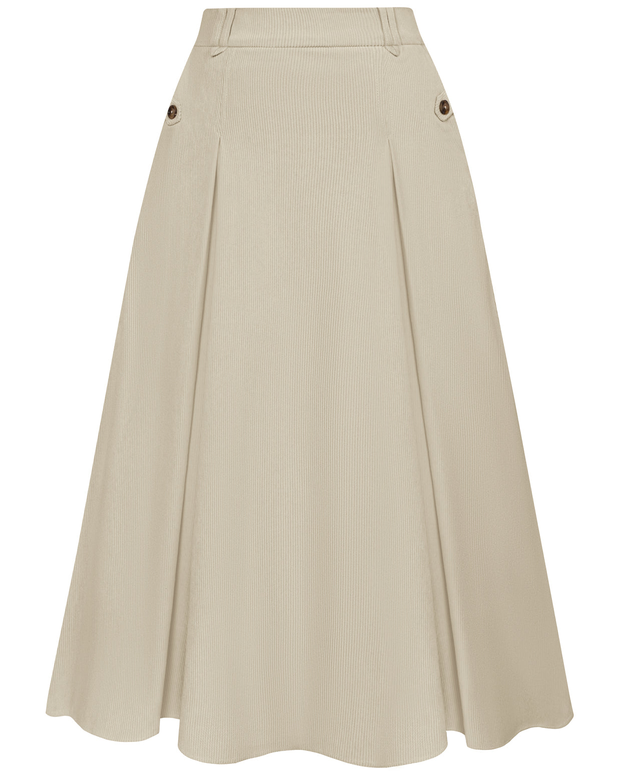 belle poque Vintage Swing Skirt Elastic Waist Flared A-Line Mid-Calf Skirt Apricot