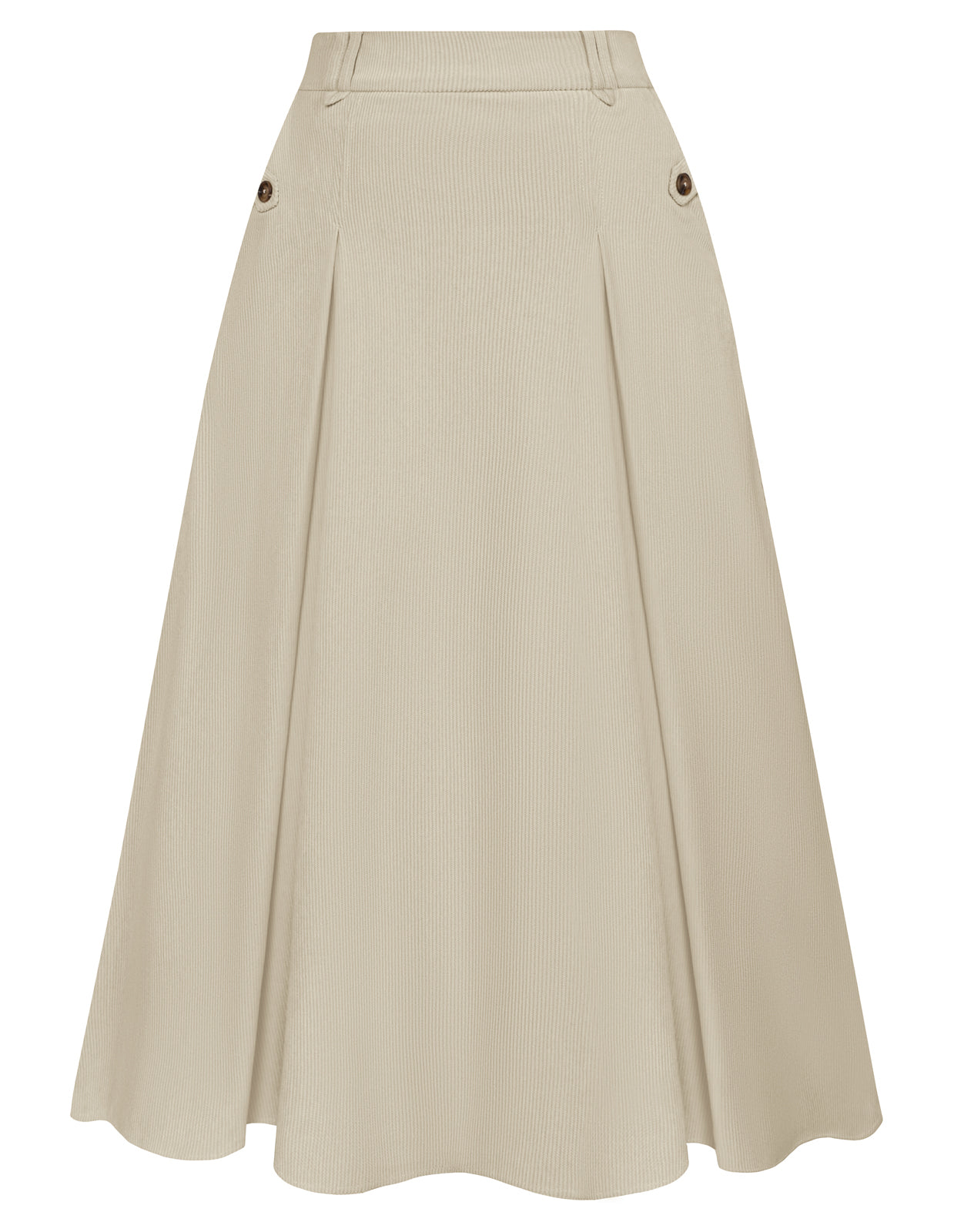 belle poque Vintage Swing Skirt Elastic Waist Flared A-Line Mid-Calf Skirt Apricot