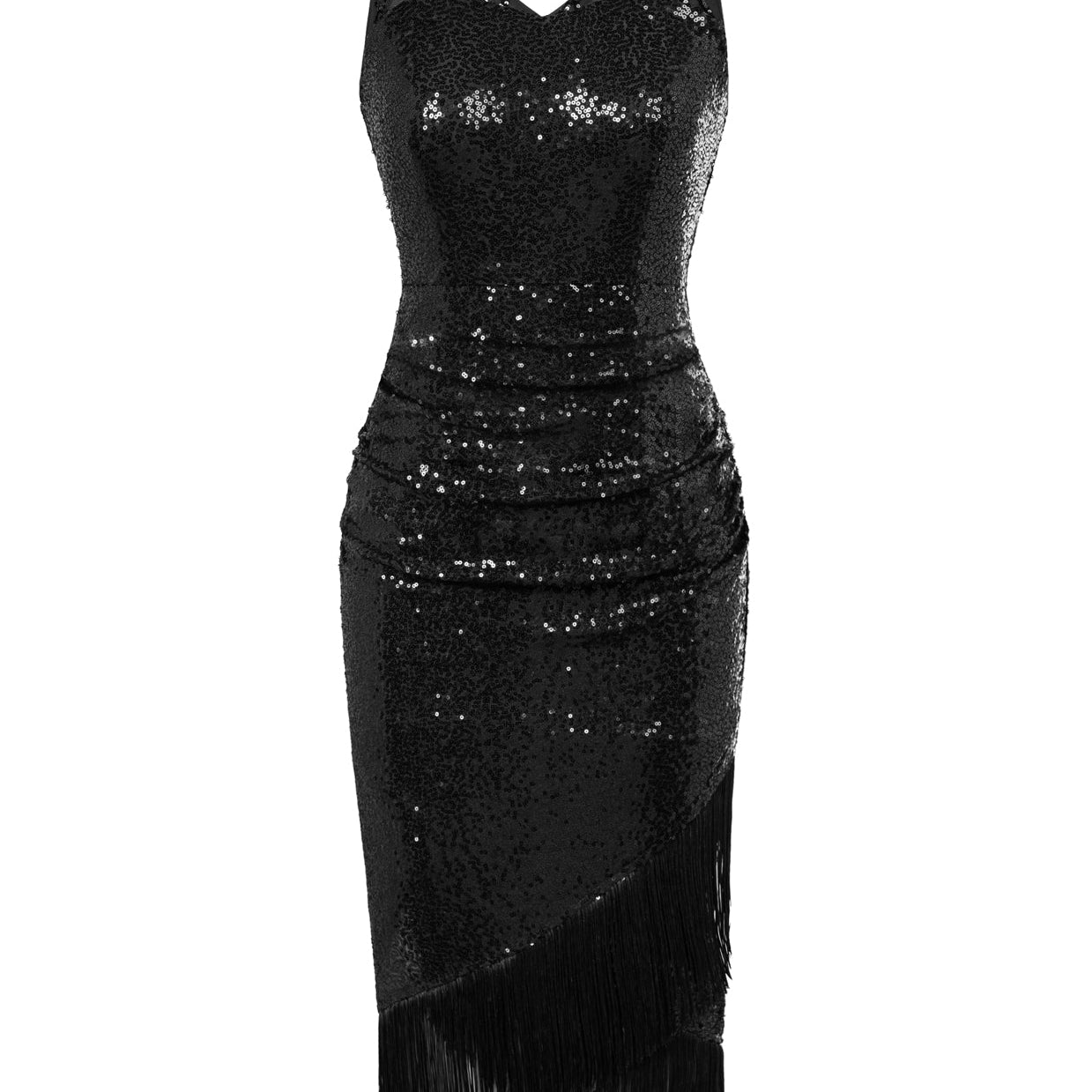 belle poque Sequin Dress Simple 1920s Flapper Cocktail Party Dresses Black
