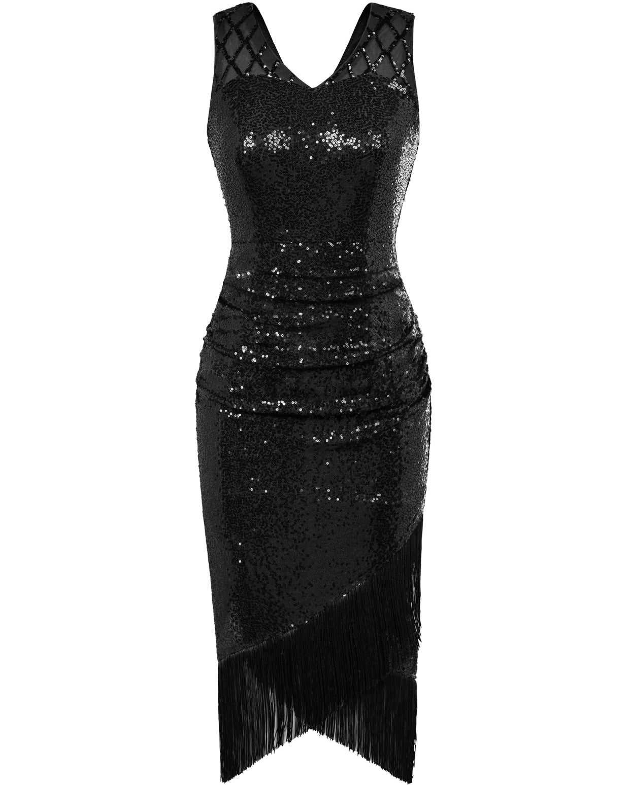belle poque Sequin Dress Simple 1920s Flapper Cocktail Party Dresses Black