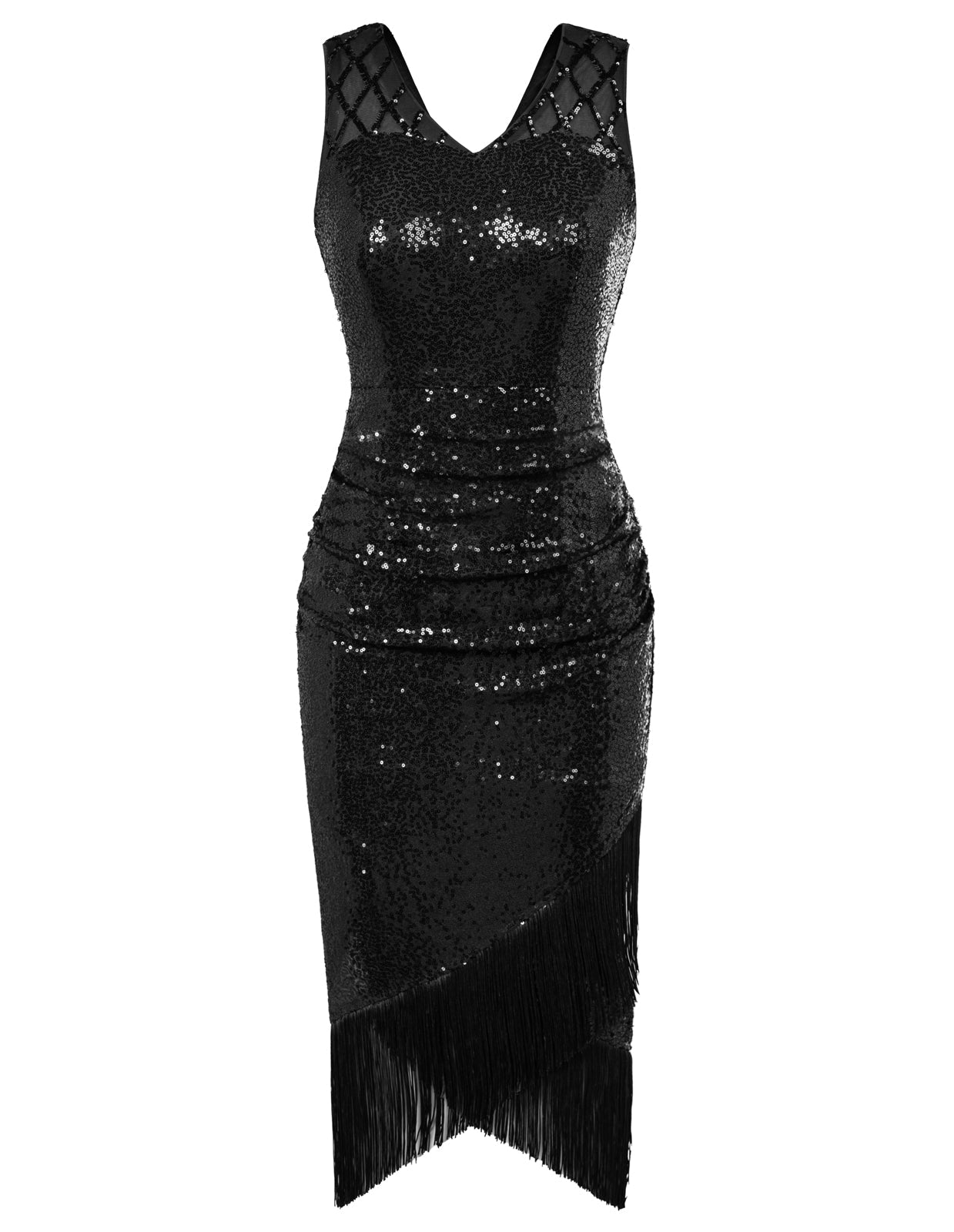 belle poque Sequin Dress Simple 1920s Flapper Cocktail Party Dresses Black