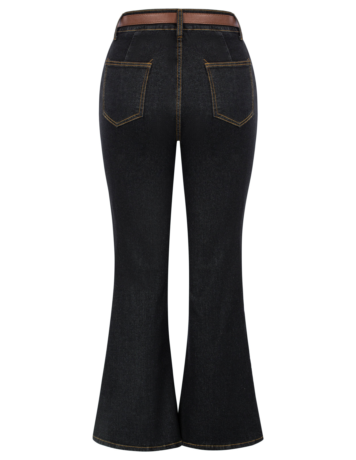 belle poque Seckill Offer⌛Vintage High Waisted Flare Jeans with Belt Bootcut Stretchy Denim Pants