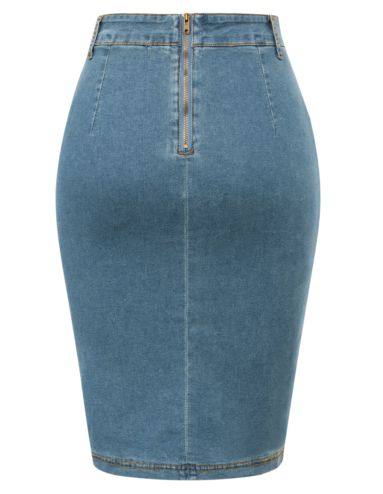 belle poque Vintage Jean Skirt with Belt High Waist Ruched Front Bodycon Skirt