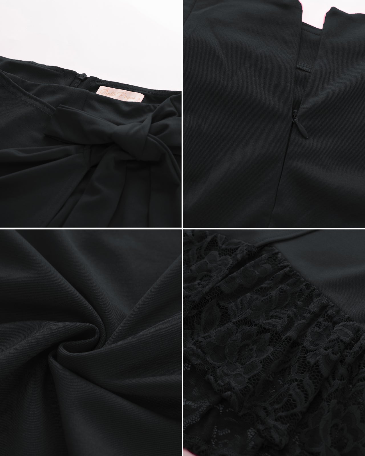 belle poque Pencil Skirt for Women 1950s Vintage Lace Hem Bodycon Skirt with Bow Tie
