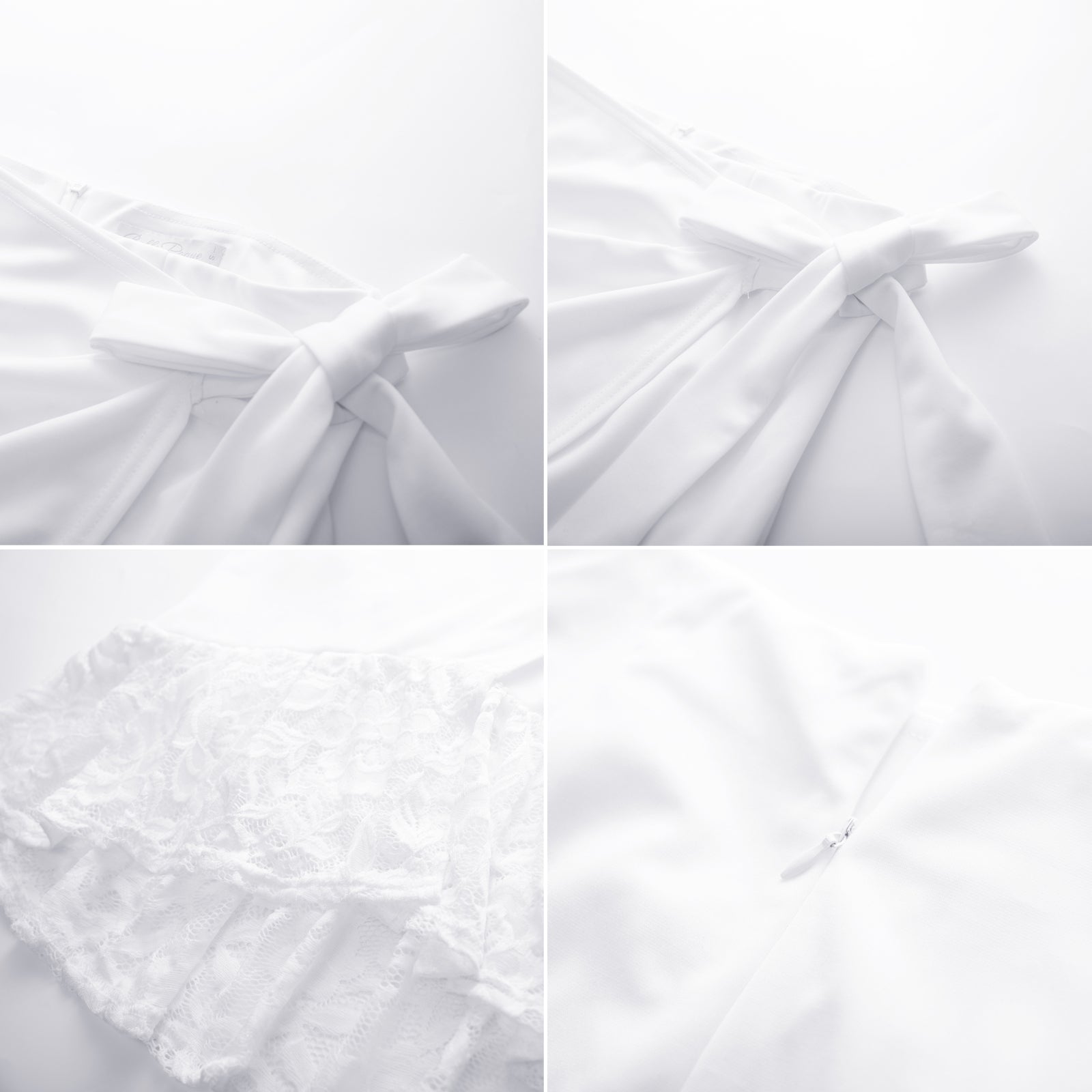 belle poque Pencil Skirt for Women 1950s Vintage Lace Hem Bodycon Skirt with Bow Tie