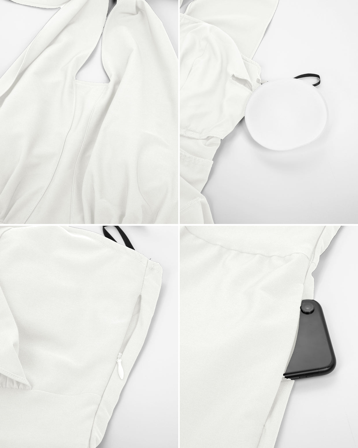 belle poque Defined Waist Smocked Back Halterneck Jumpsuit