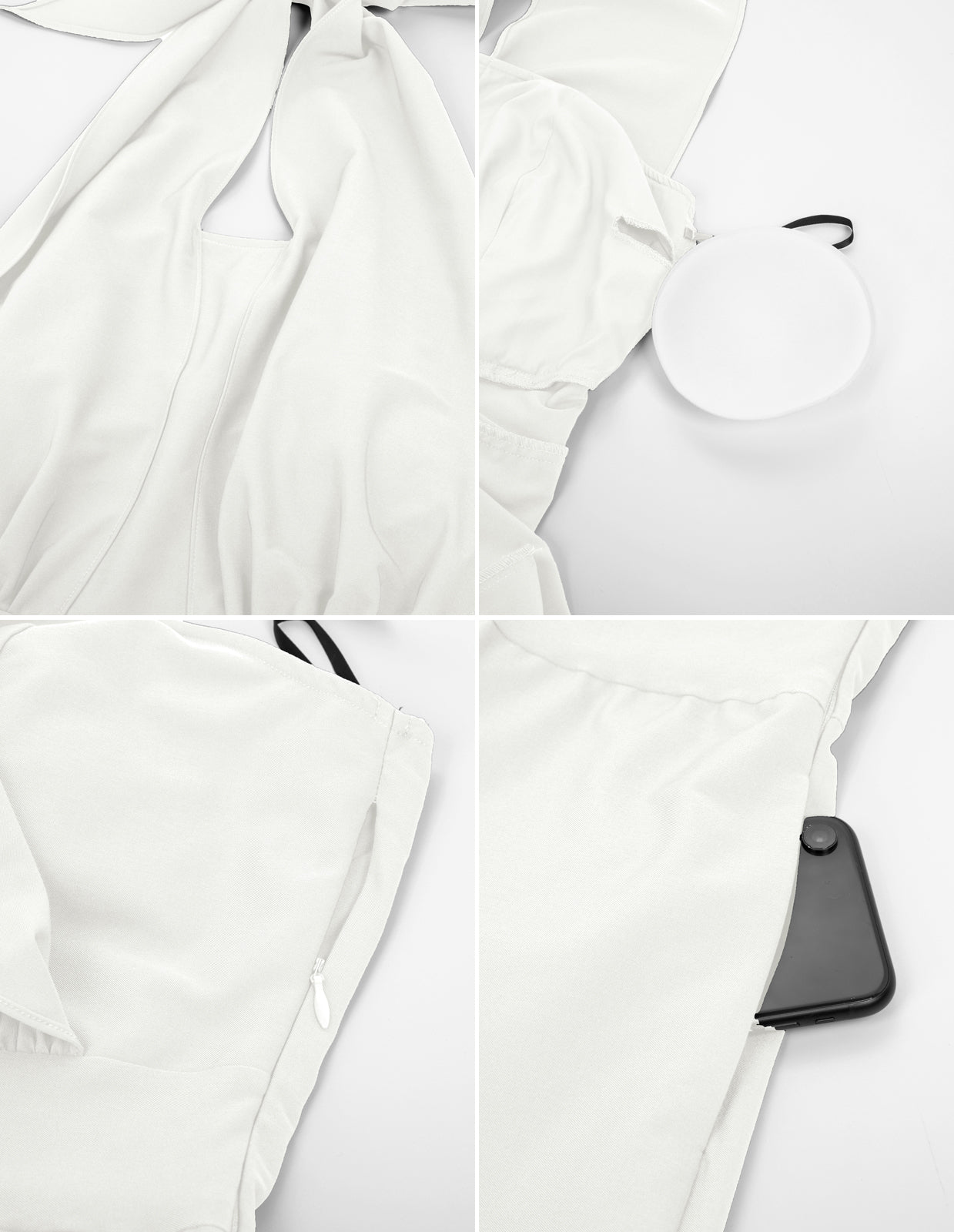 belle poque Defined Waist Smocked Back Halterneck Jumpsuit