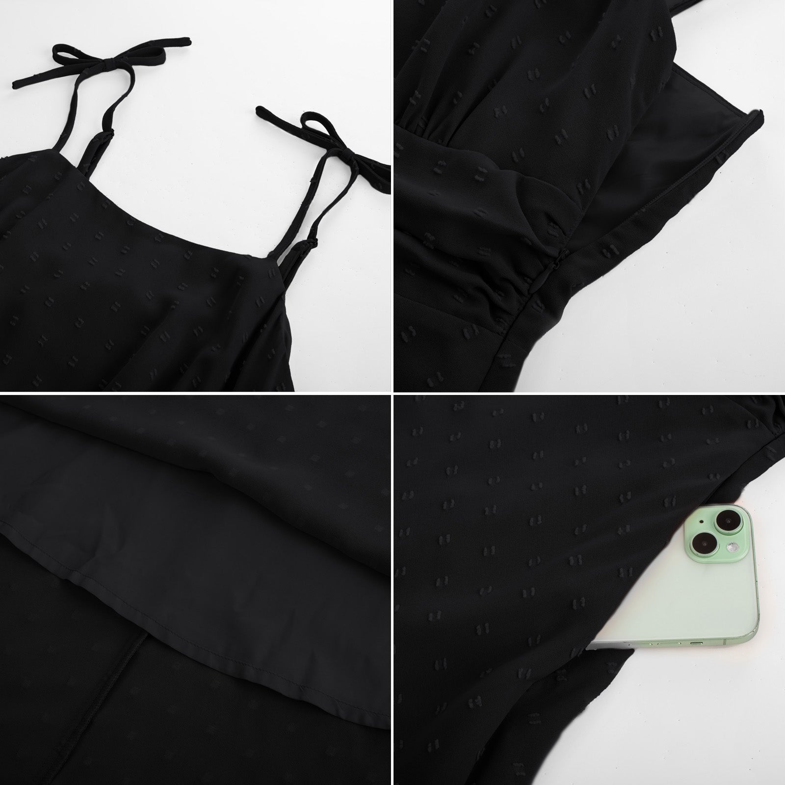 belle poque BP Women Vintage Swiss Dots Dress Spaghetti Straps Flared A-Line Dress