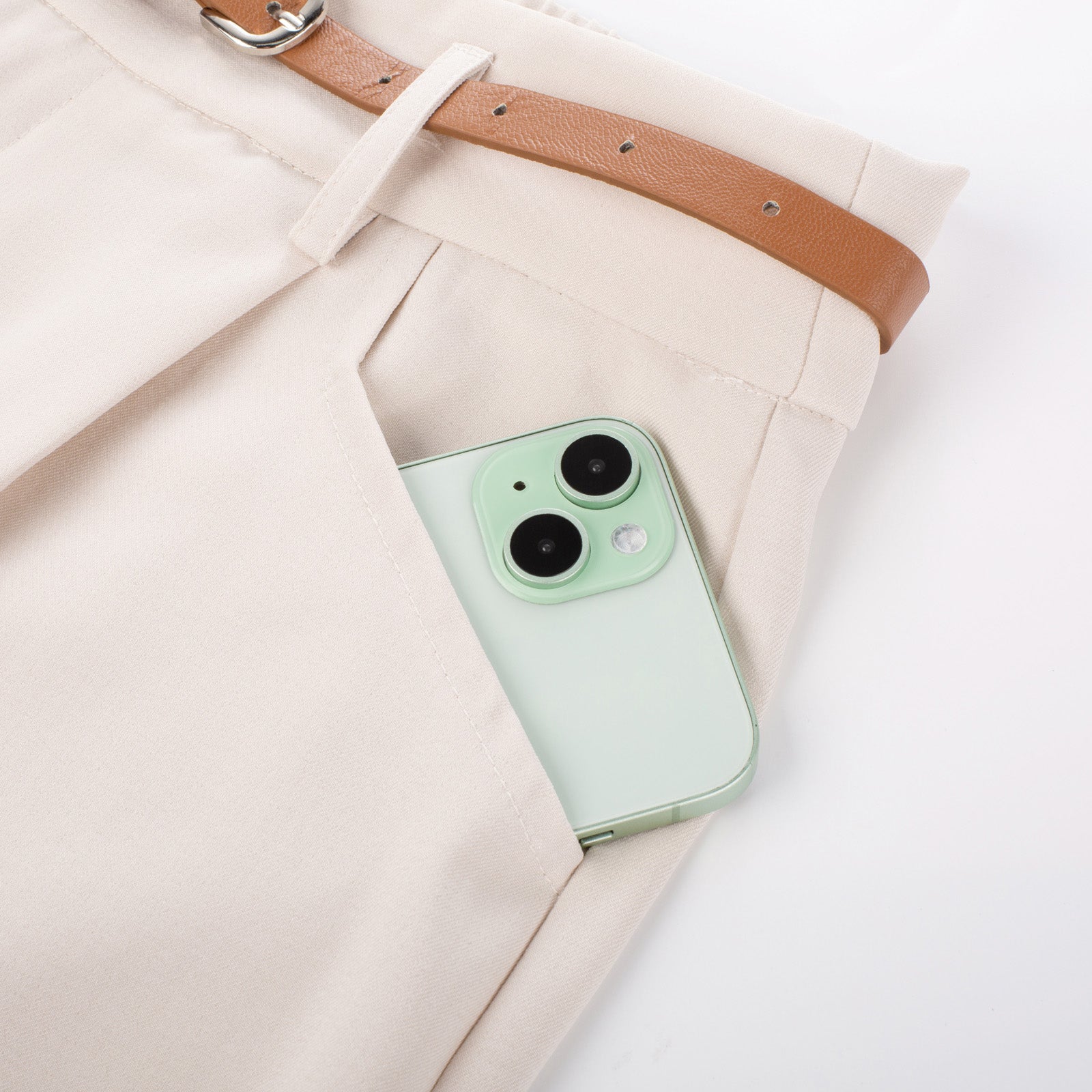 belle poque BP Women Vintage Shorts with Belt Elastic Waist Fold-up Leg Opening Short Pants