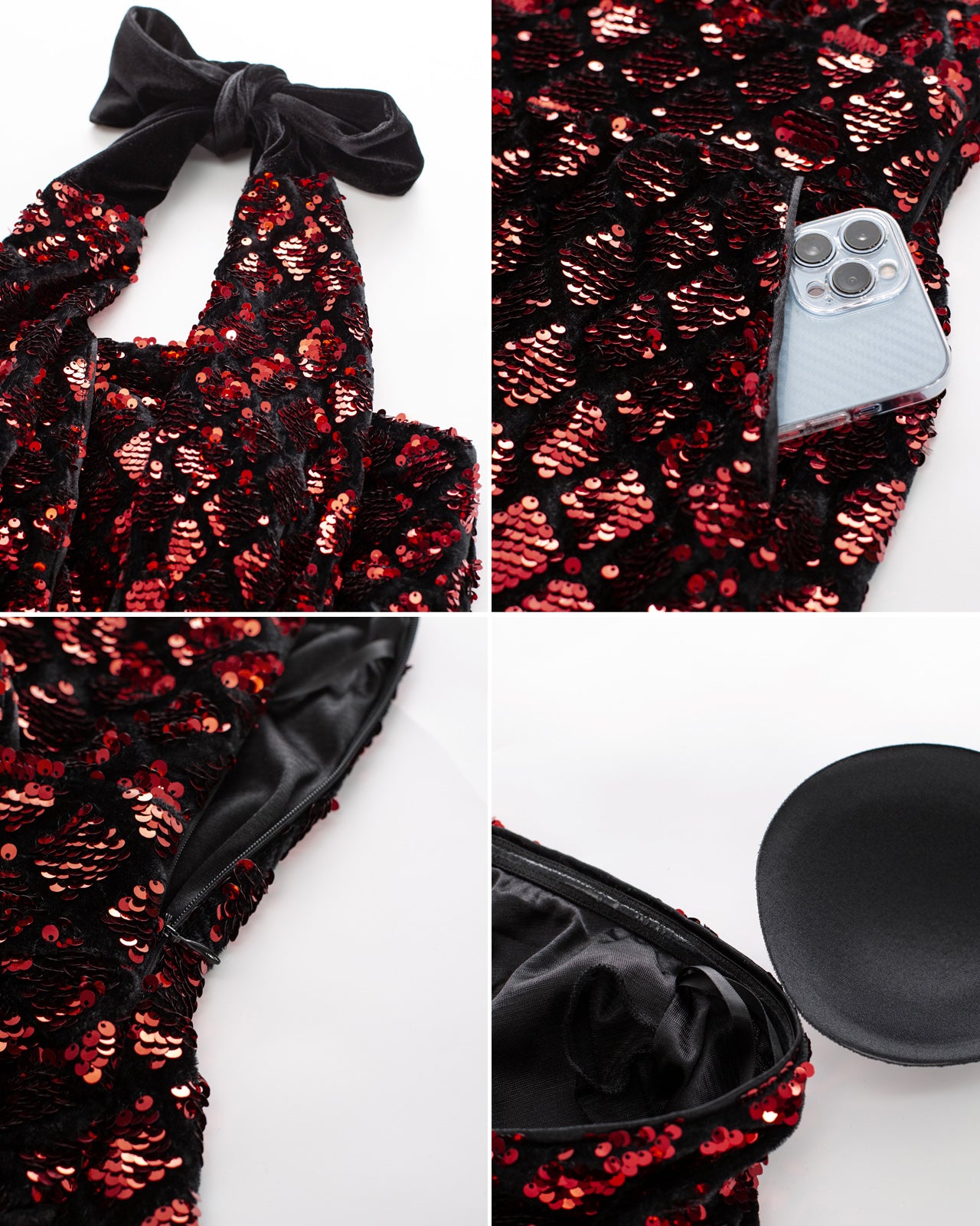 belle poque Sequined Jumpsuit Defined Waist Backless Halterneck Jumpsuit