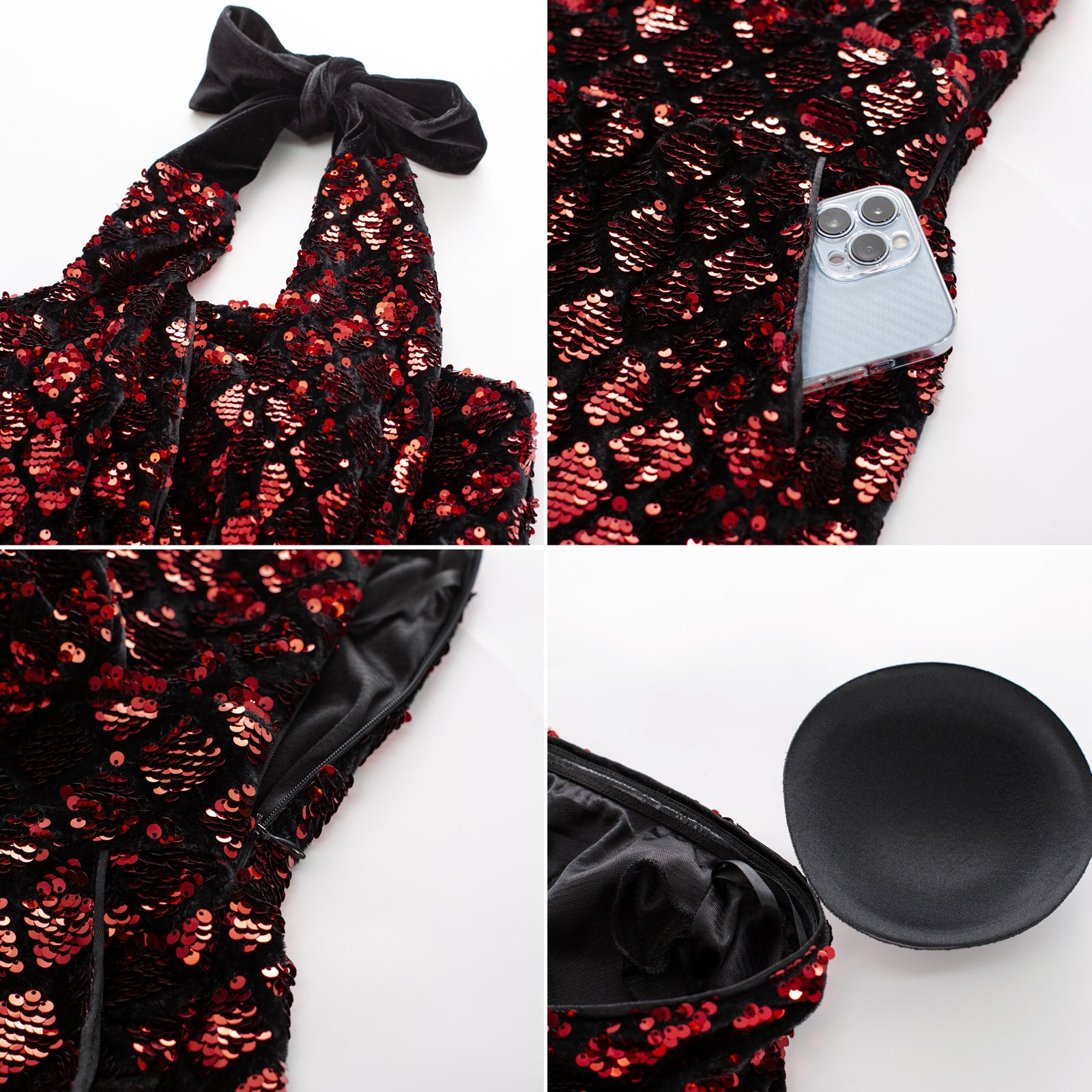 belle poque Sequined Jumpsuit Defined Waist Backless Halterneck Jumpsuit