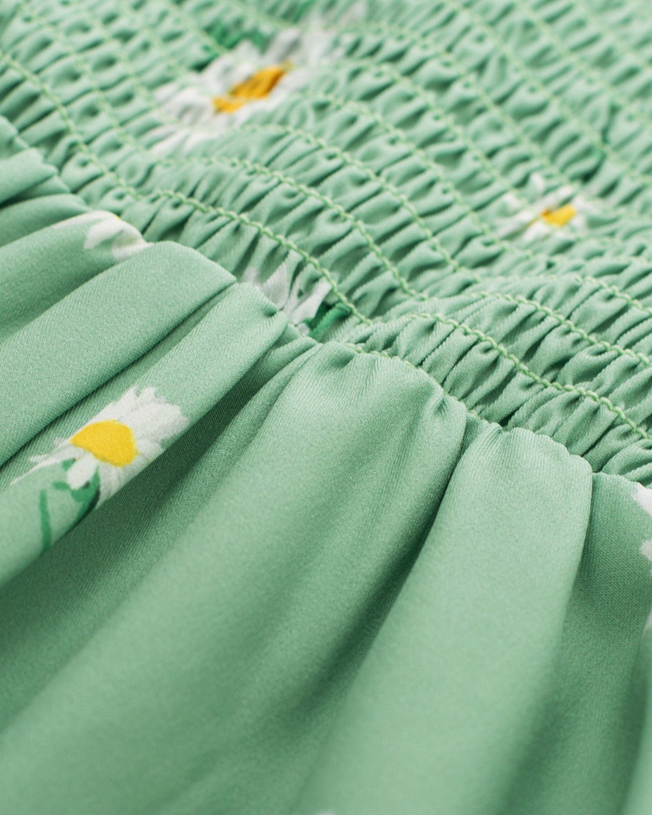belle poque Vintage Daisy Flower Print Cottagecore Cocktail Dresses Square Neck Puff Sleeve Dress with Pockets