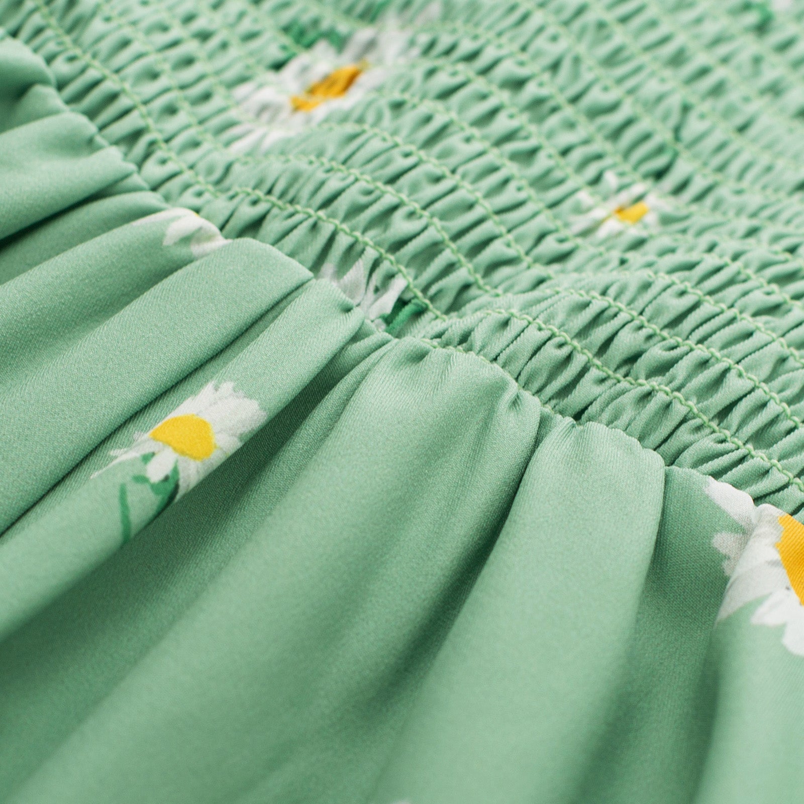 belle poque Vintage Daisy Flower Print Cottagecore Cocktail Dresses Square Neck Puff Sleeve Dress with Pockets