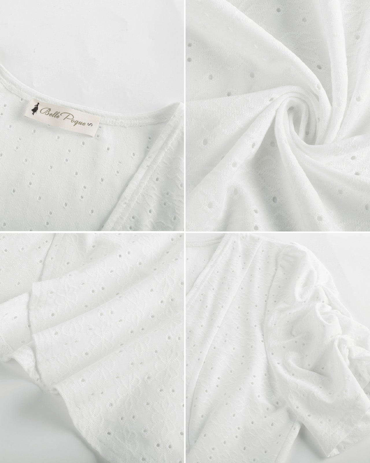 belle poque Women Vintage Hollowed-out Shrug Ruched Short Sleeve Open Front Tops