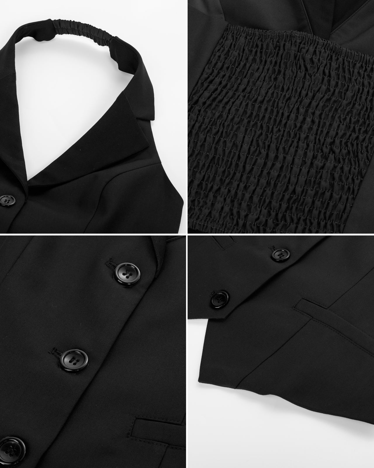 belle poque Waistcoat Vest Vintage Halter Lapel Button Down Suit Vest with Pockets