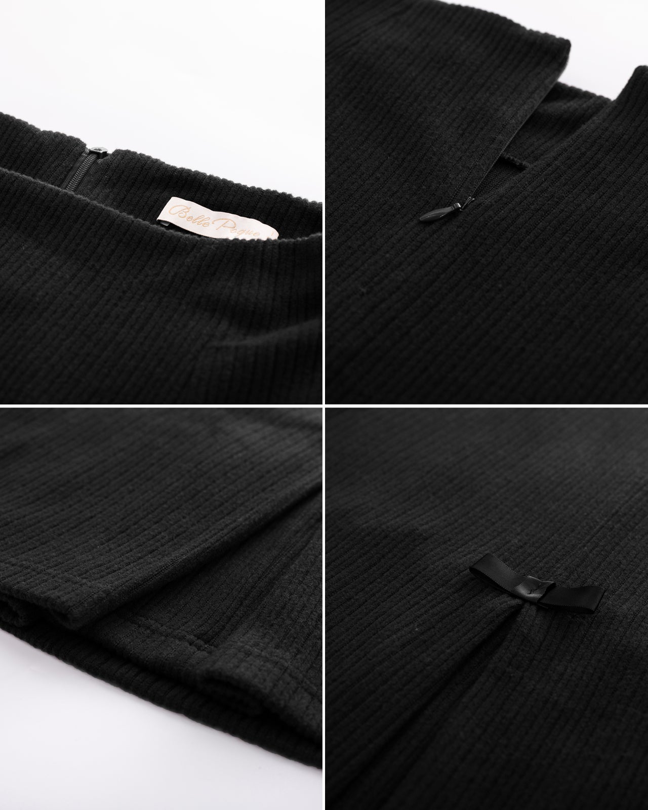 belle poque Vintage Corduroy Skirt High Waist Below Knee Bodycon Skirt