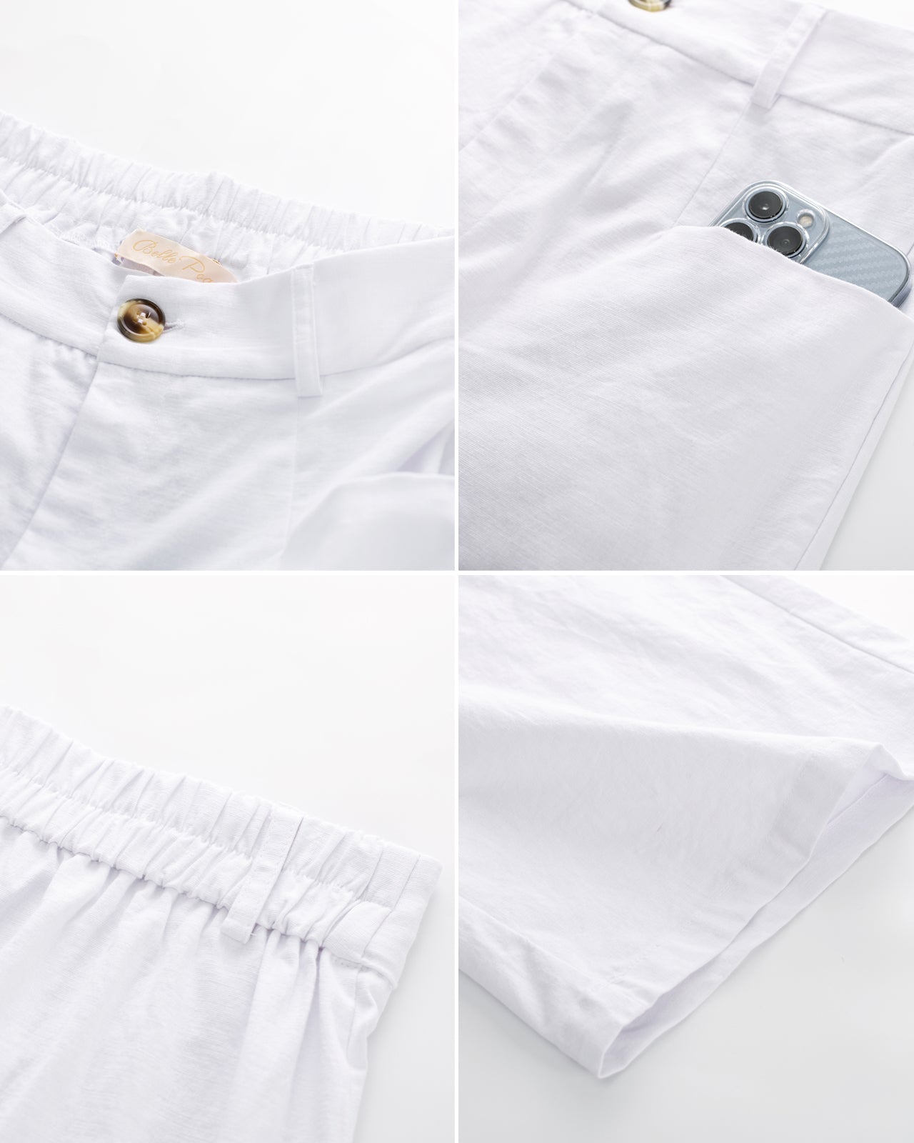 belle poque Casual Capris Summer High Wiasted Wide Leg Capris with Pockets & Belt