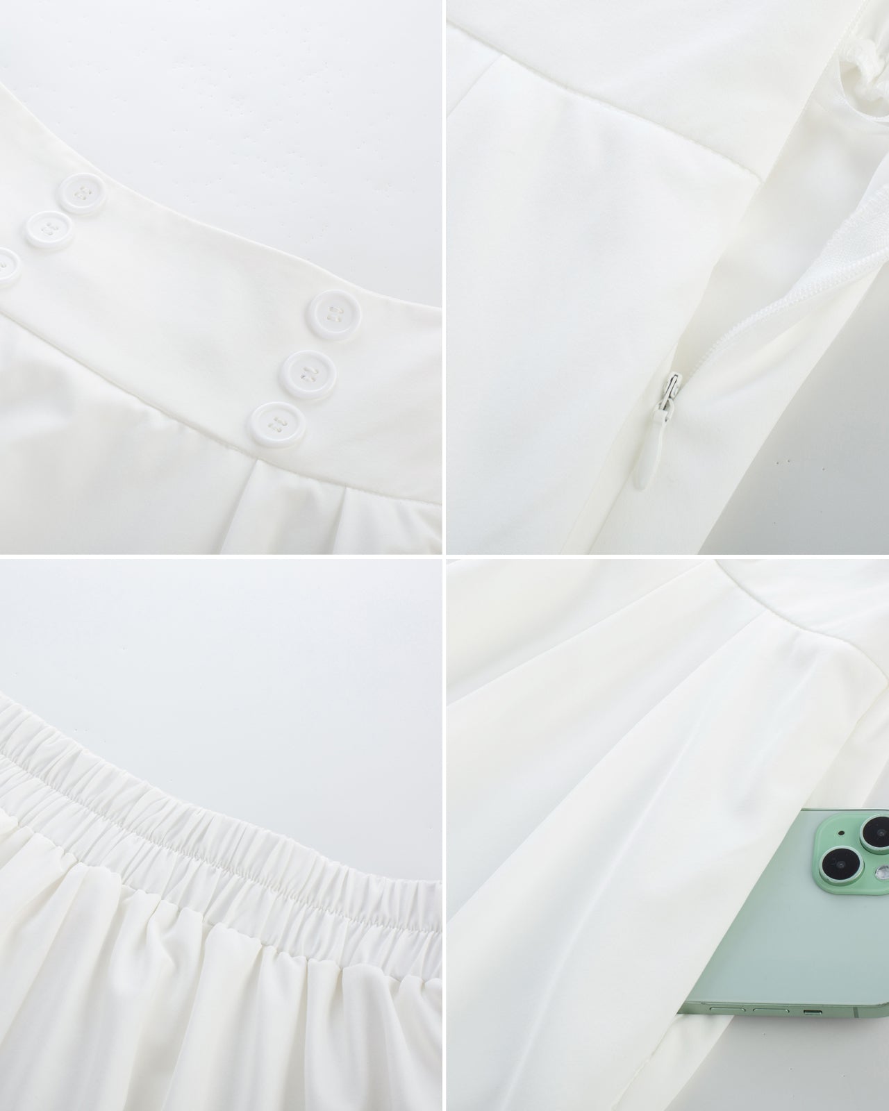 belle poque BP Women Vintage Swing Skirt Elastic Waist Button Decorated Flared A-Line Skirt