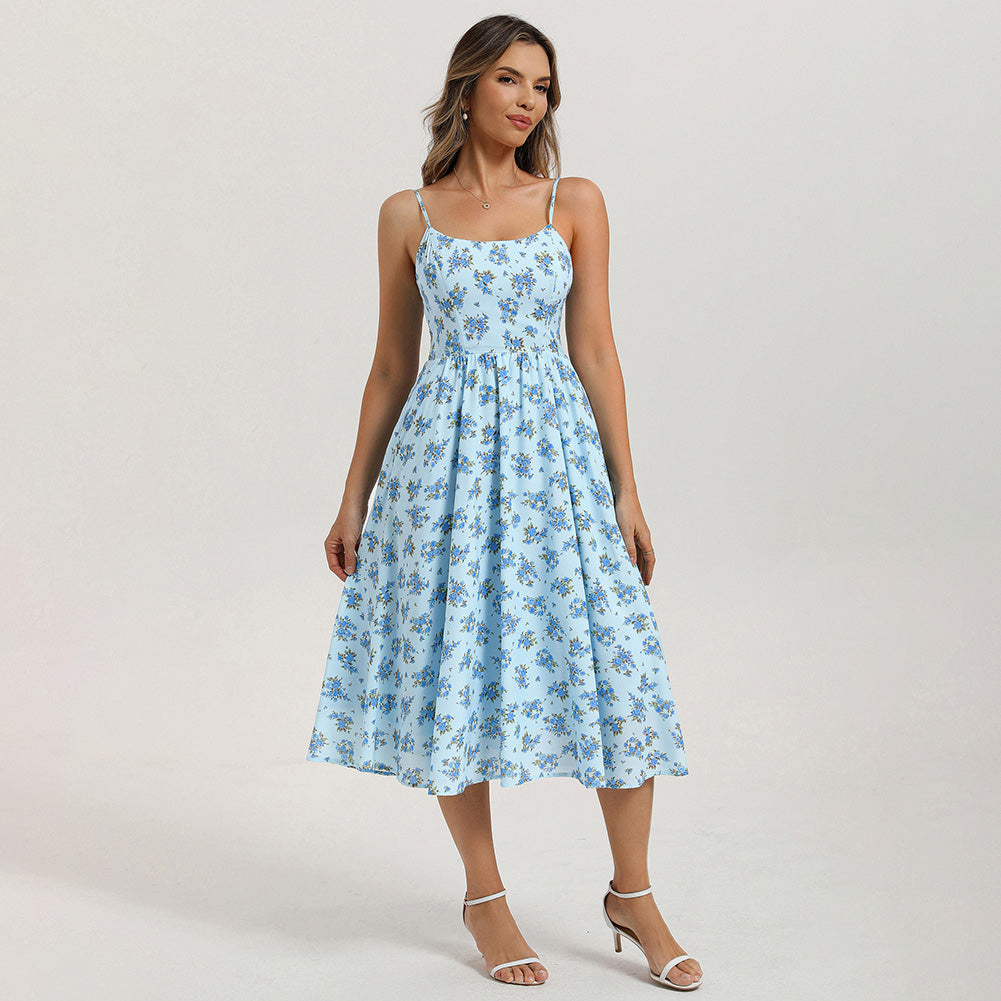 belle poque Floral Dress for Women 2026 Summer Sleeveless Midi A-line Beach Sundresses